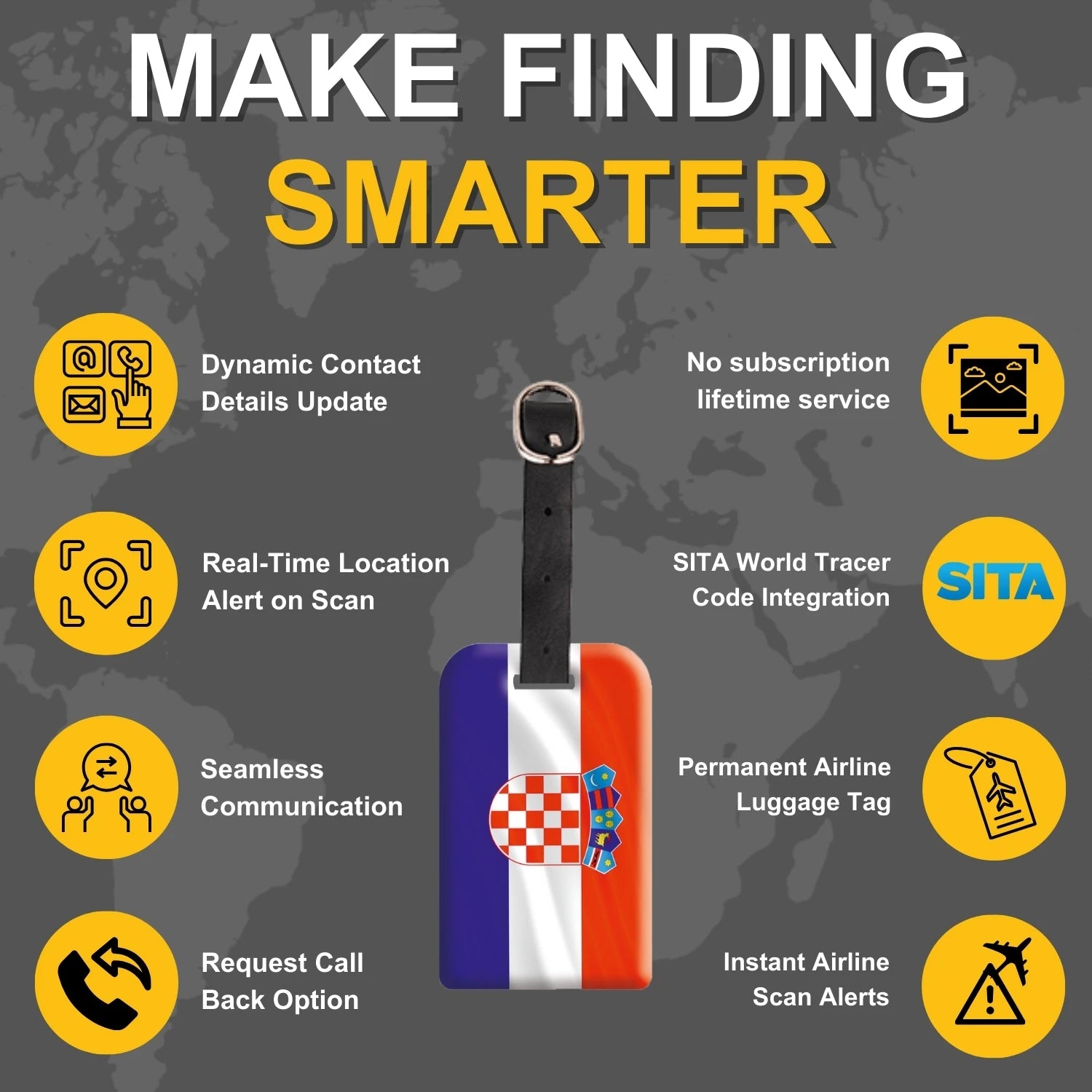 Croatia QR Bag Tag by tag8 for secure travel