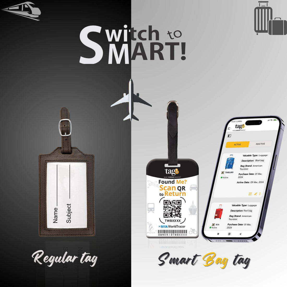 Germany QR Bag Tag by tag8 for secure luggage recovery