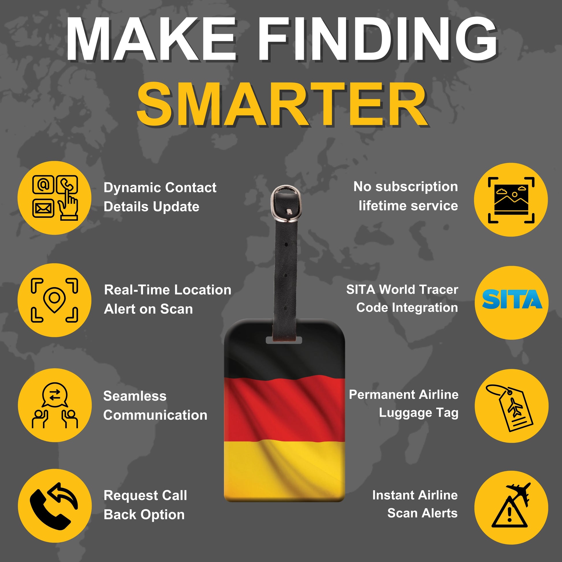 Germany QR Bag Tag by tag8 for secure luggage recovery