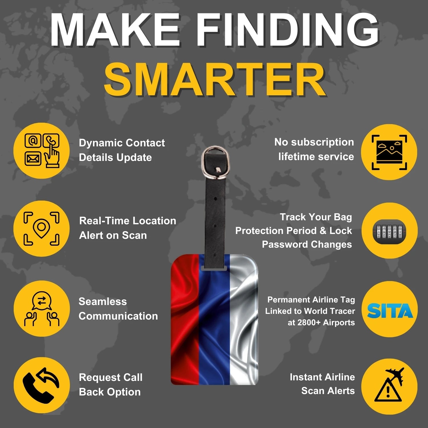 Russia QR Bag Tag by tag8 for luggage security