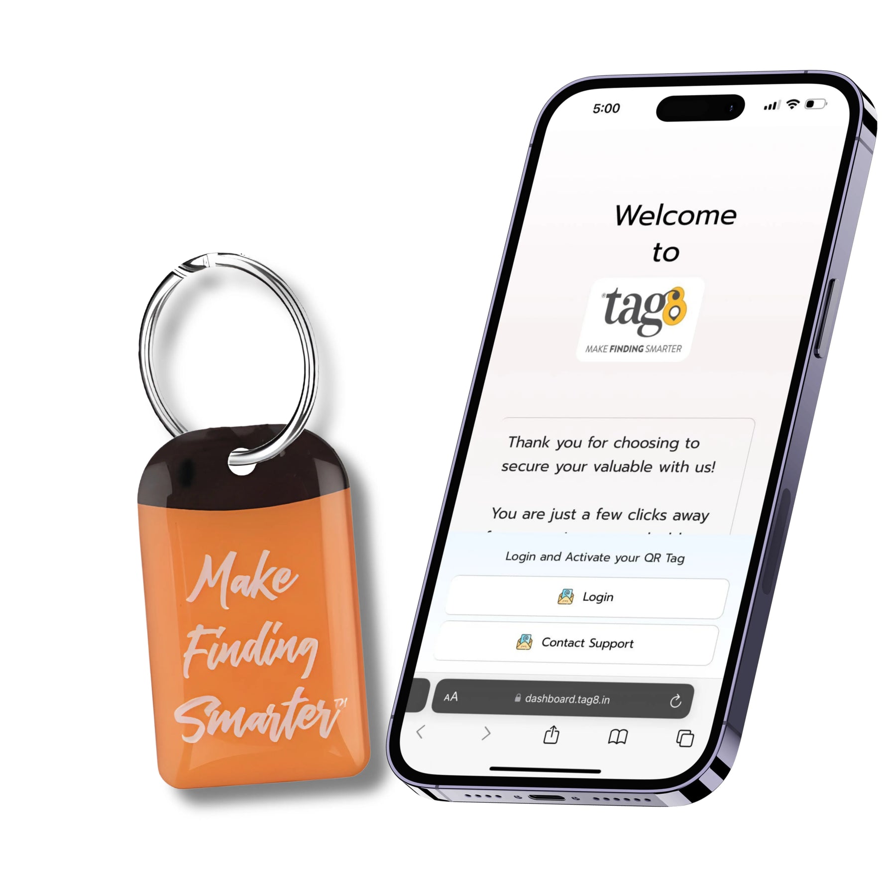 tag8 Smart Key Security Tag Pack of 4 for reliable tracking and protection of your keys