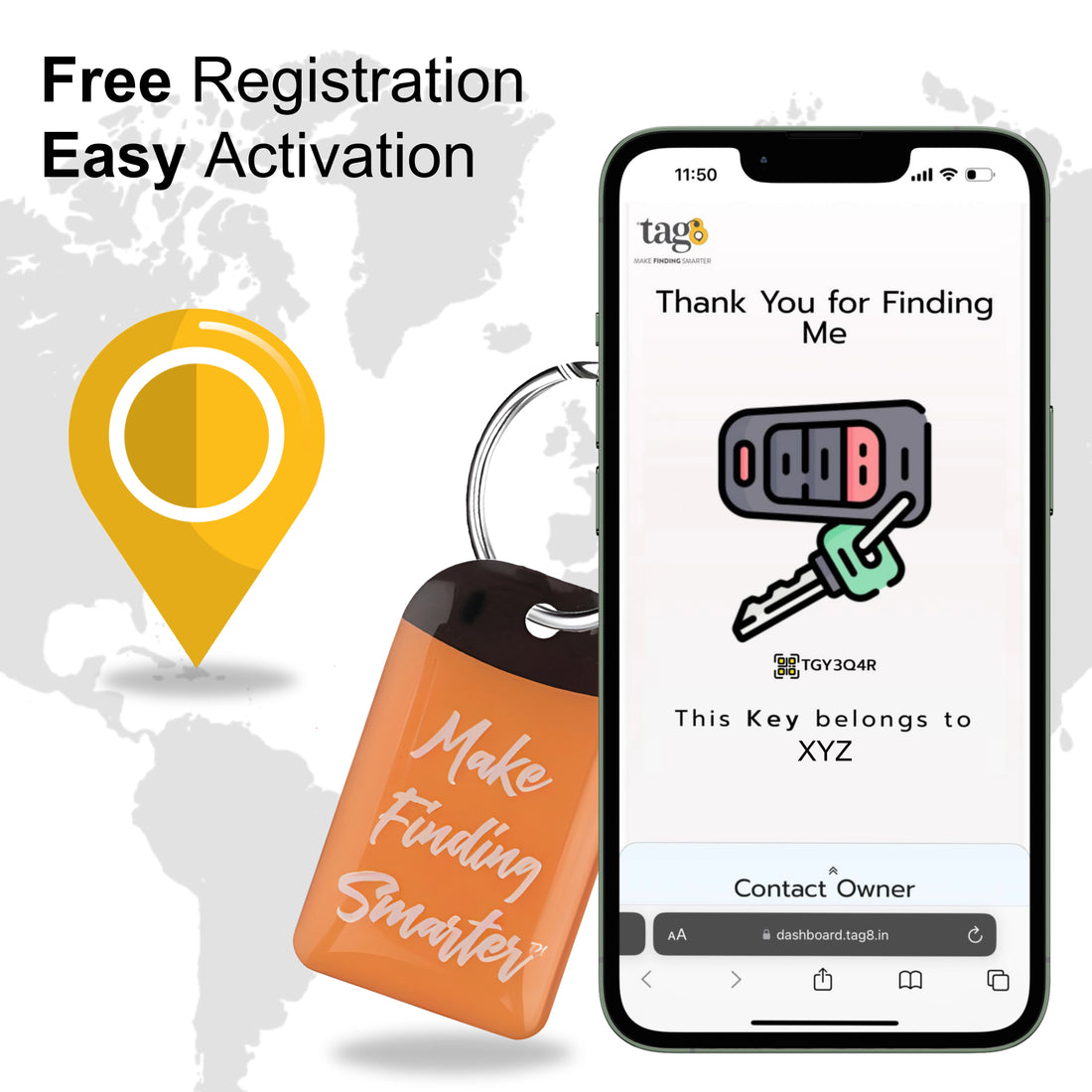 tag8 Smart Key Security Tag Pack of 4 for reliable tracking and protection of your keys