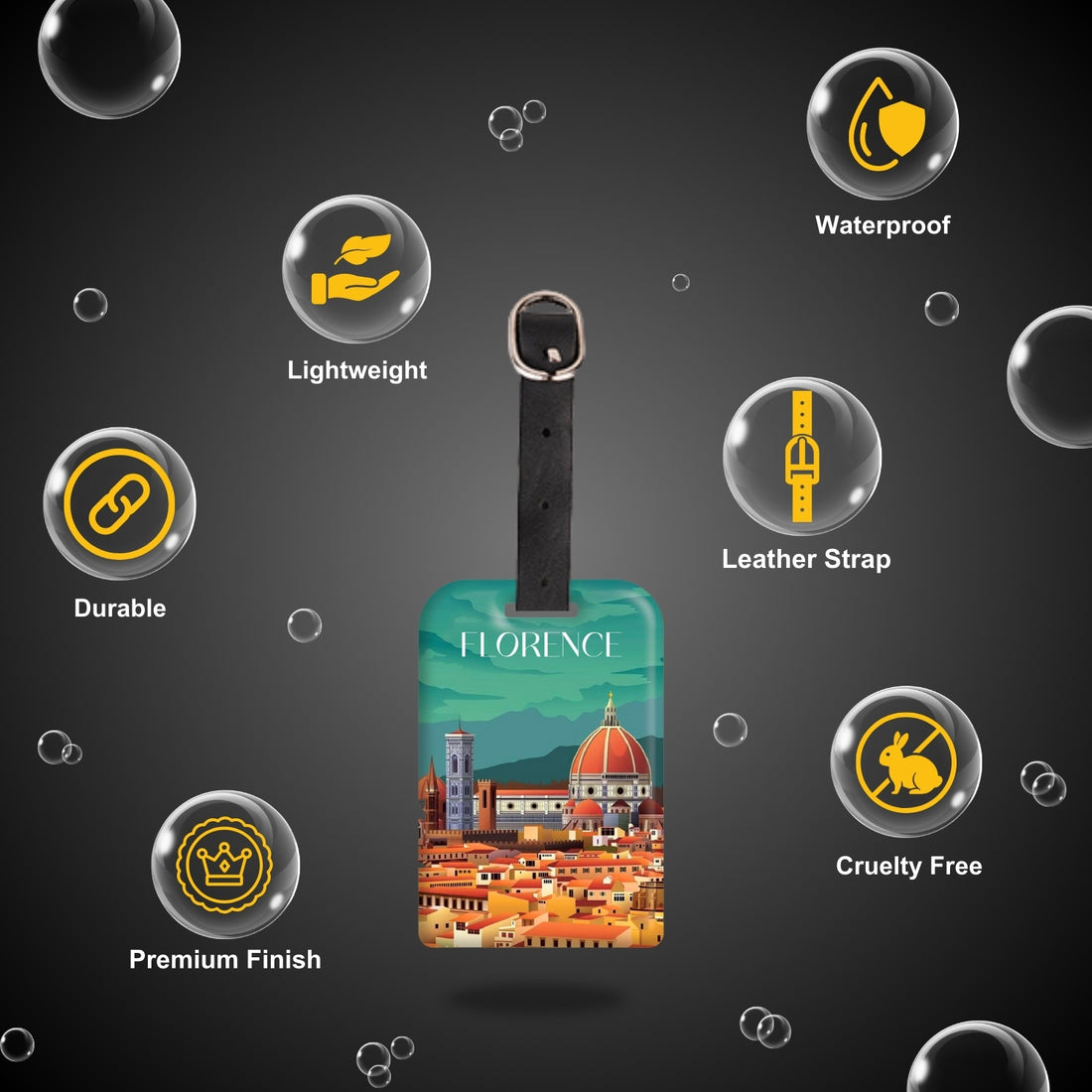 Florence QR Bag Tag - Smart, Durable, Stylish & Secure Travel Solution