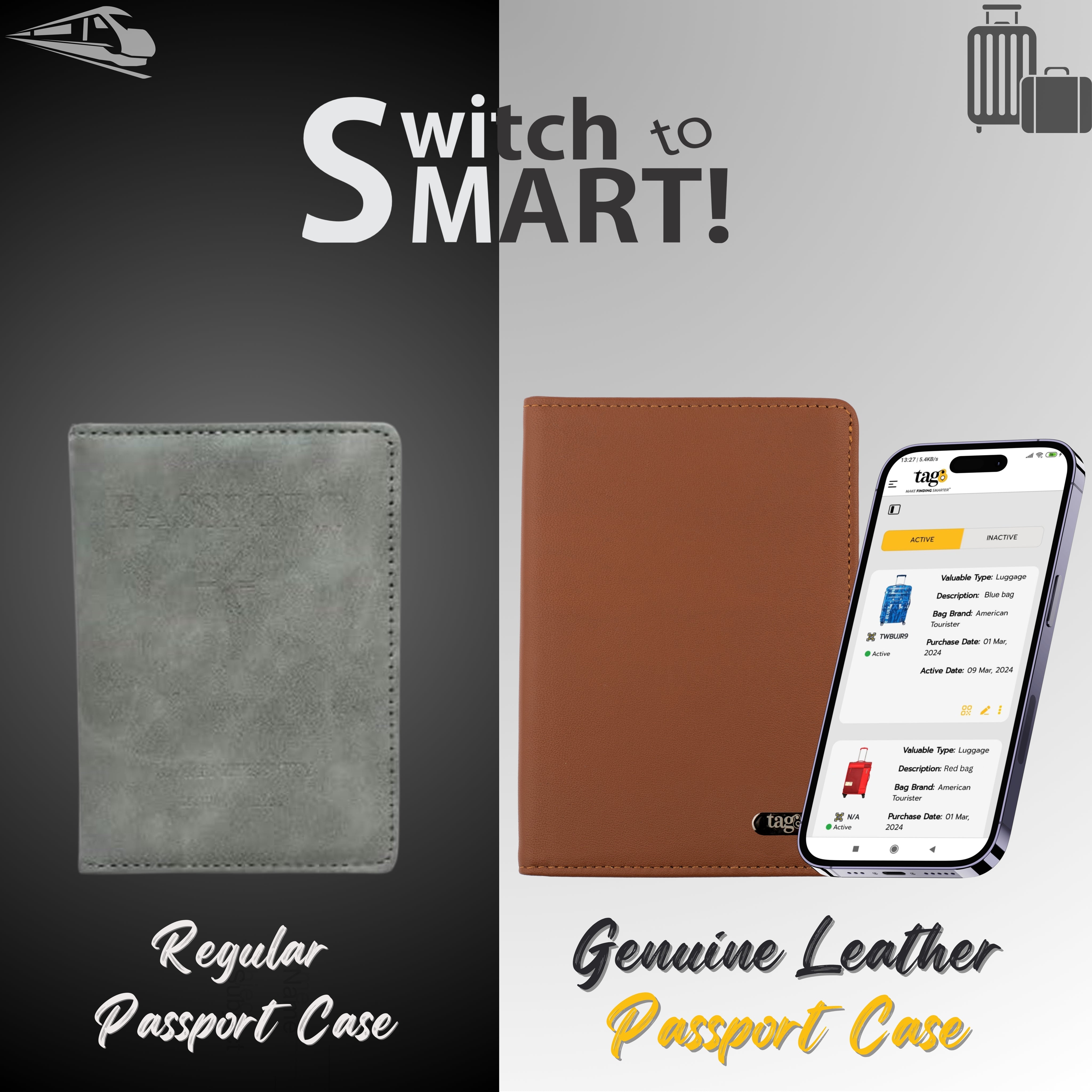 Leather Passport Holder Combo Pack | RFID Protection & Alerts | tag8