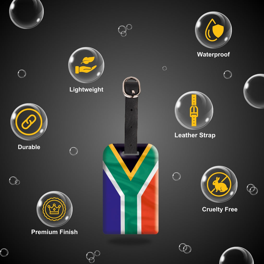 South Africa Flag QR Bag Tag - Track & Secure Your Bags with QR Technology