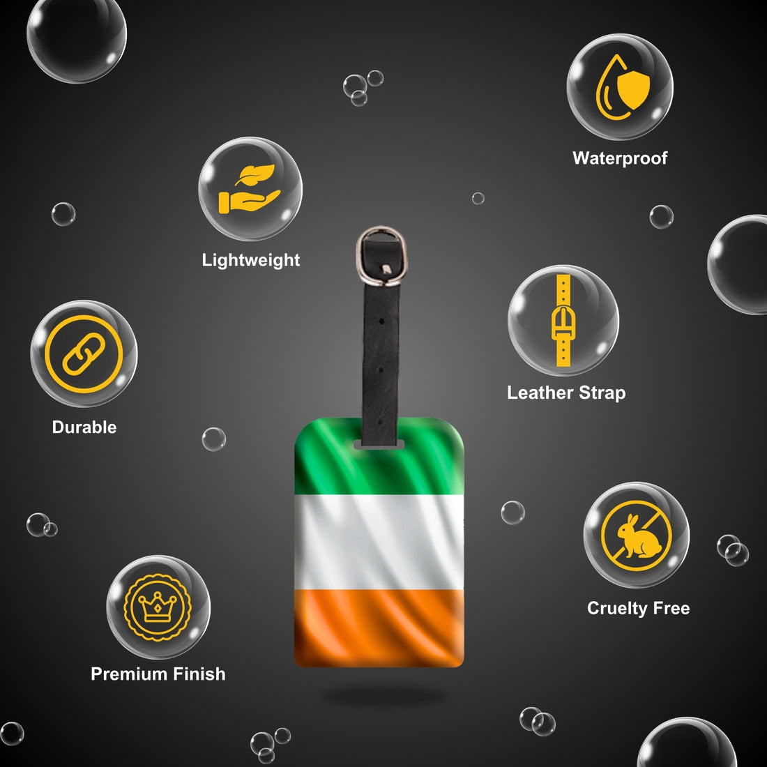 Ireland Flag QR Bag Tag - Track & Secure Your Bags with QR Technology