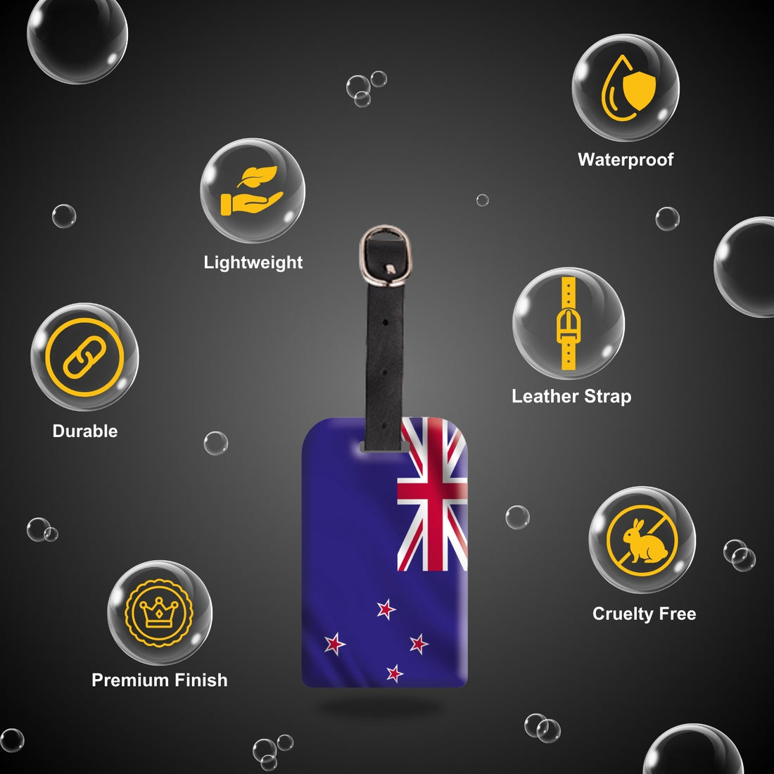 New Zealand Flag QR Bag Tag - Track & Secure Your Bags with QR Technology