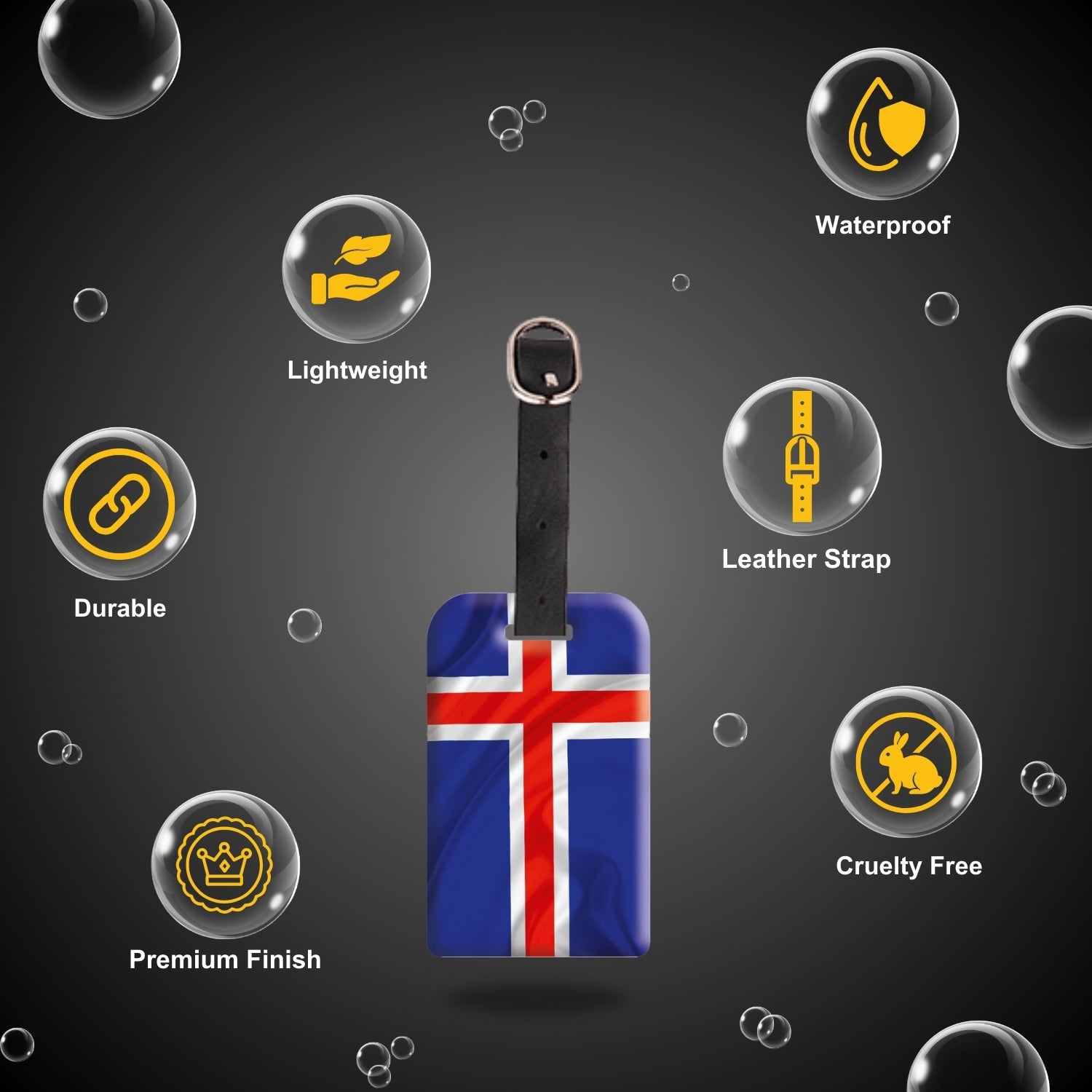 Iceland Flag QR Bag Tag - Track & Secure Your Bags with QR Technology