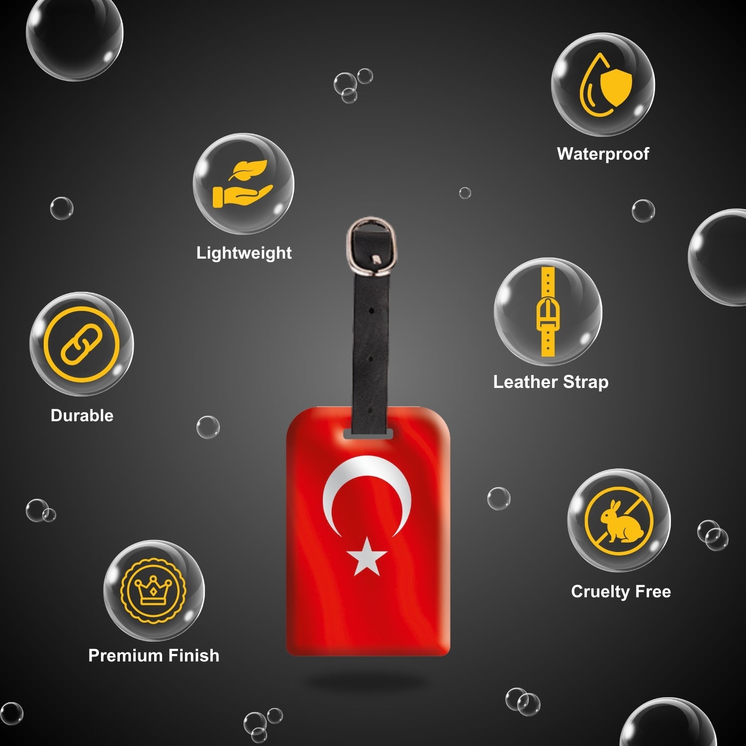 Turkey Flag QR Bag Tag - Track & Secure Your Bags with QR Technology