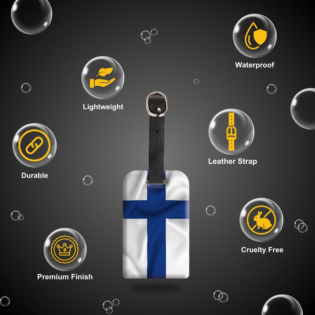 Finland Flag QR Bag Tag - Track & Secure Your Bags with QR Technology