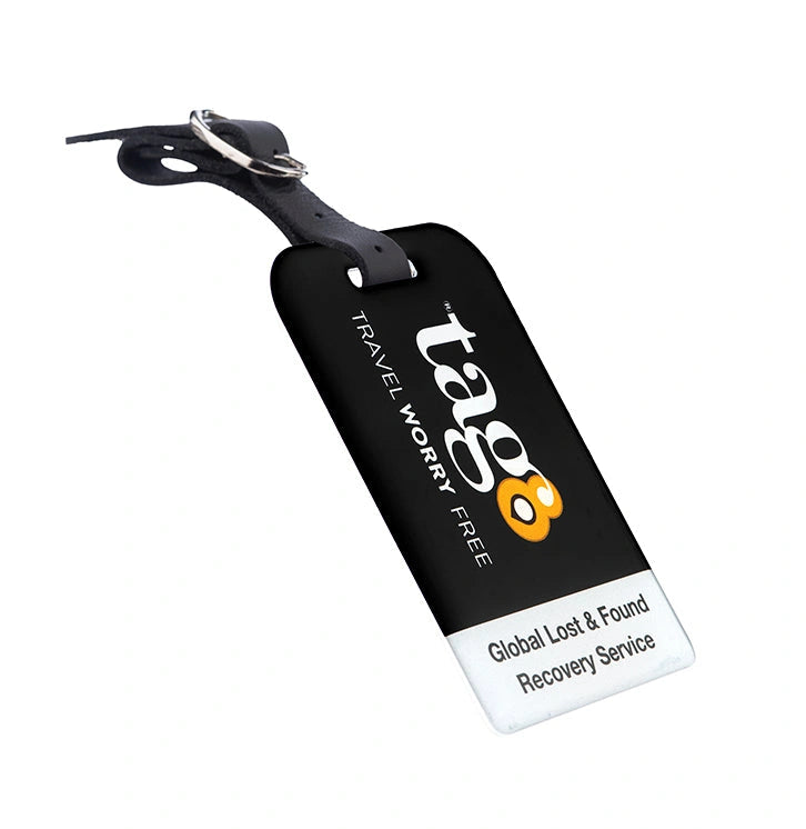 Black Bag Security QR Bag Tag by tag8 for luggage tracking