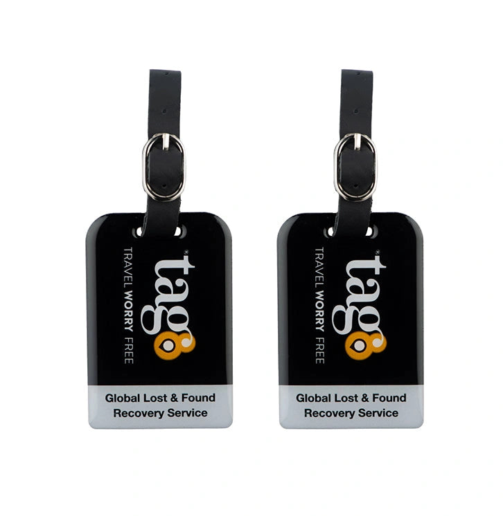 Black Bag Security QR Bag Tag by tag8 for luggage tracking