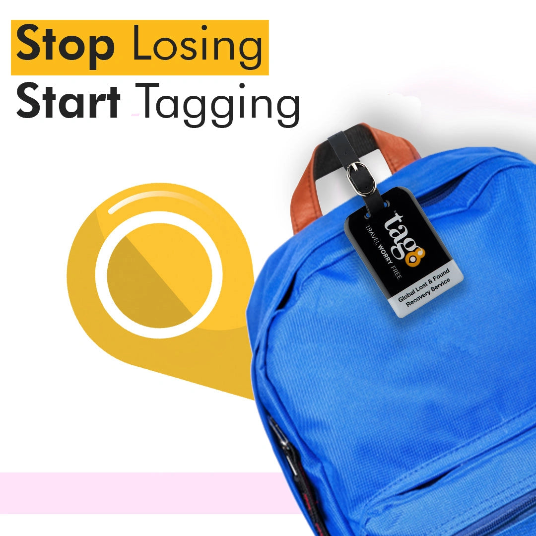 Black Bag Security QR Bag Tag by tag8 for luggage tracking