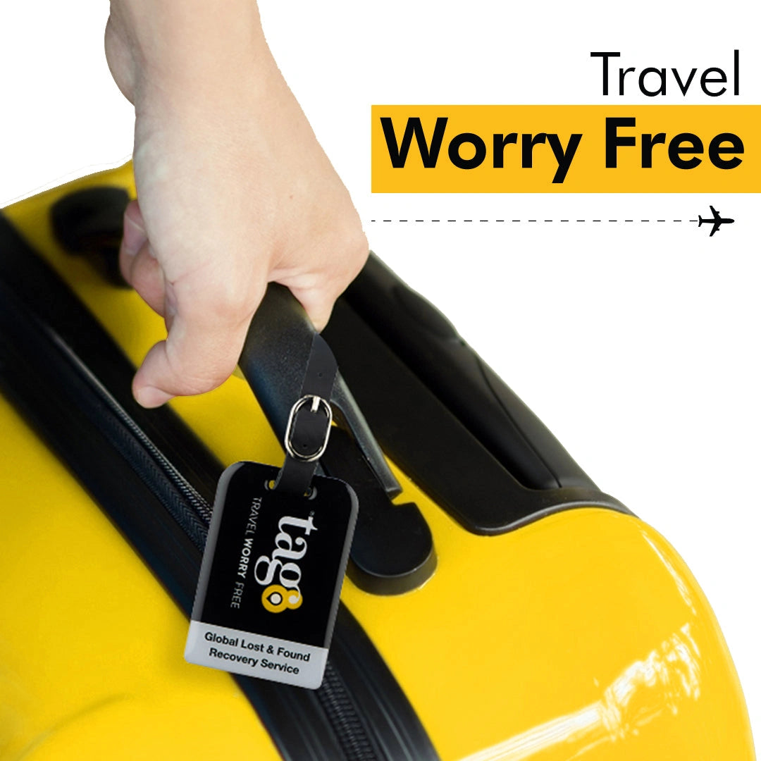 Black Bag Security QR Bag Tag by tag8 for luggage tracking