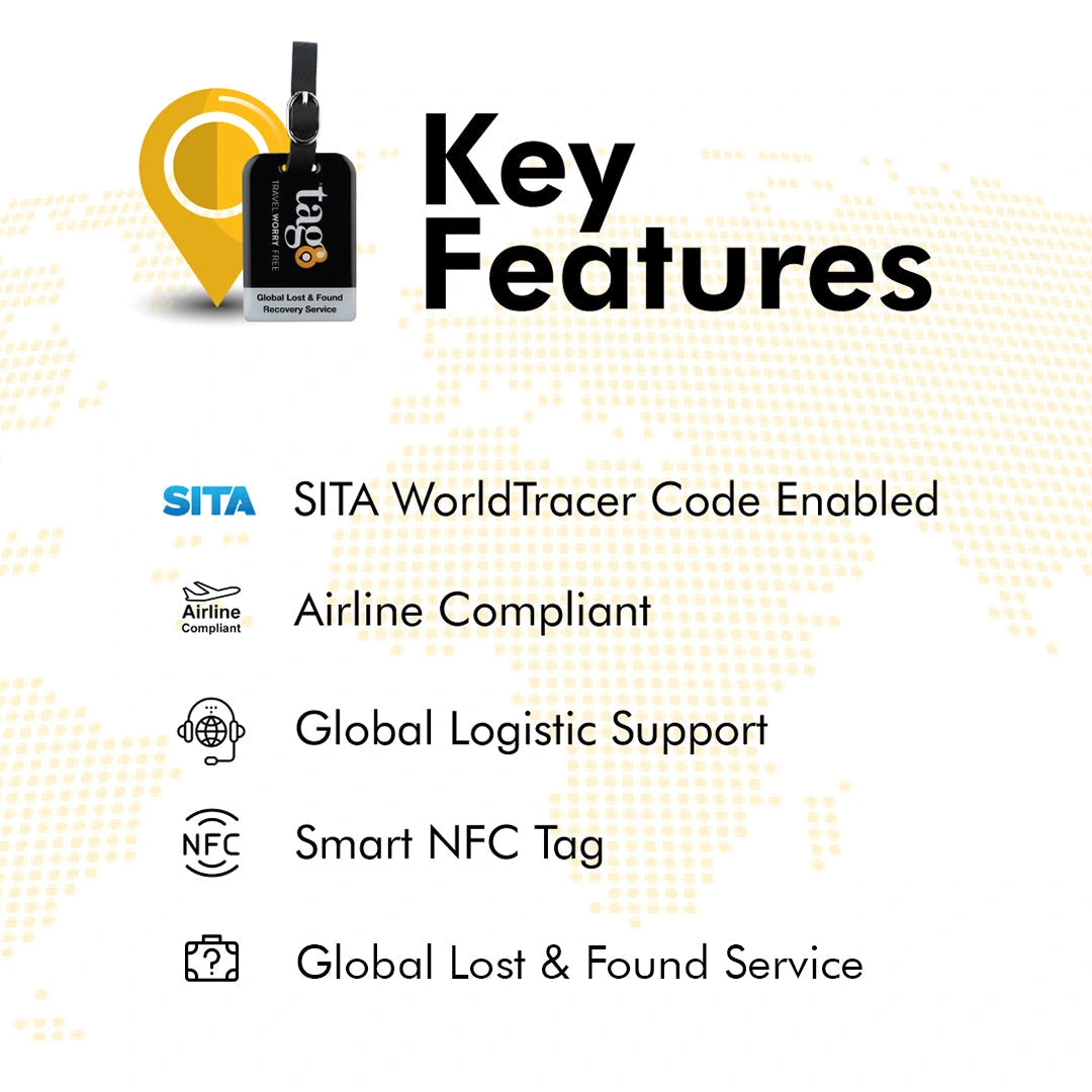 Black Bag Security QR Bag Tag by tag8 for luggage tracking