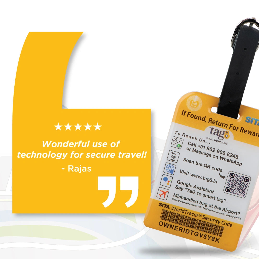 Black Bag Security QR Bag Tag by tag8 for luggage tracking