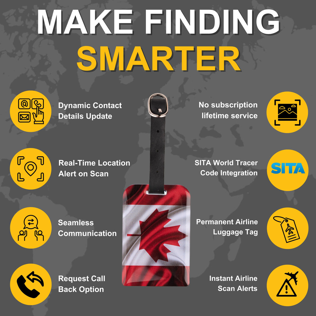 Canada QR Bag Tag by tag8 with QR code for tracking