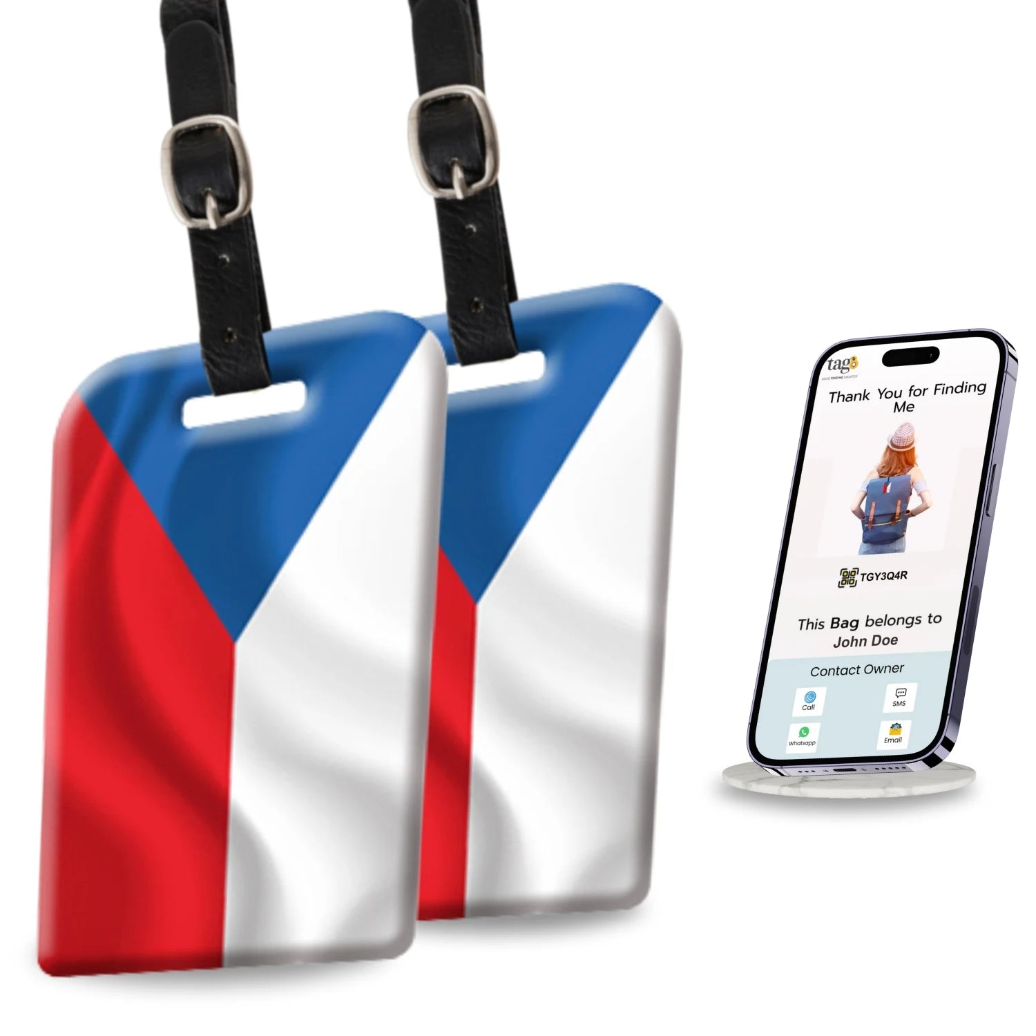 Czech Republic QR Bag Tag by tag8 for luggage recovery