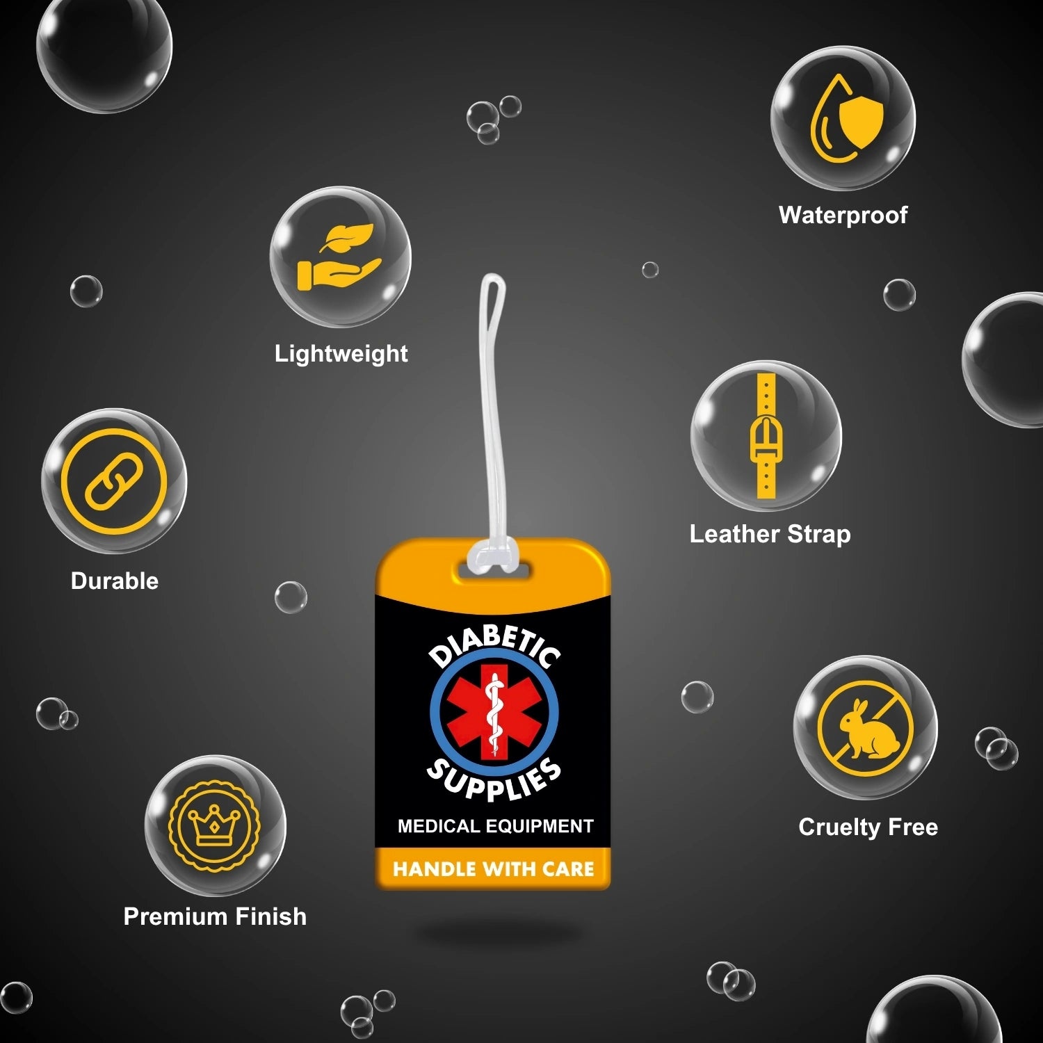Diabetic QR Bag Tag by tag8 for luggage tracking