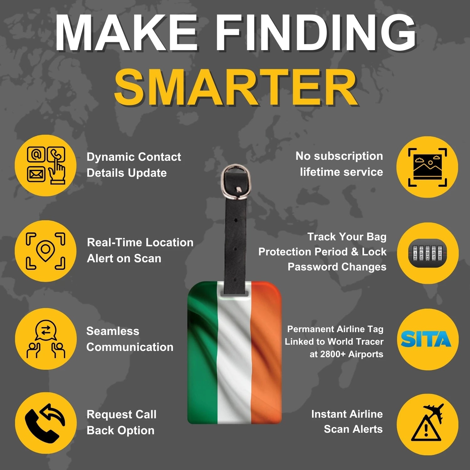 India QR Bag Tag by tag8 for luggage tracking