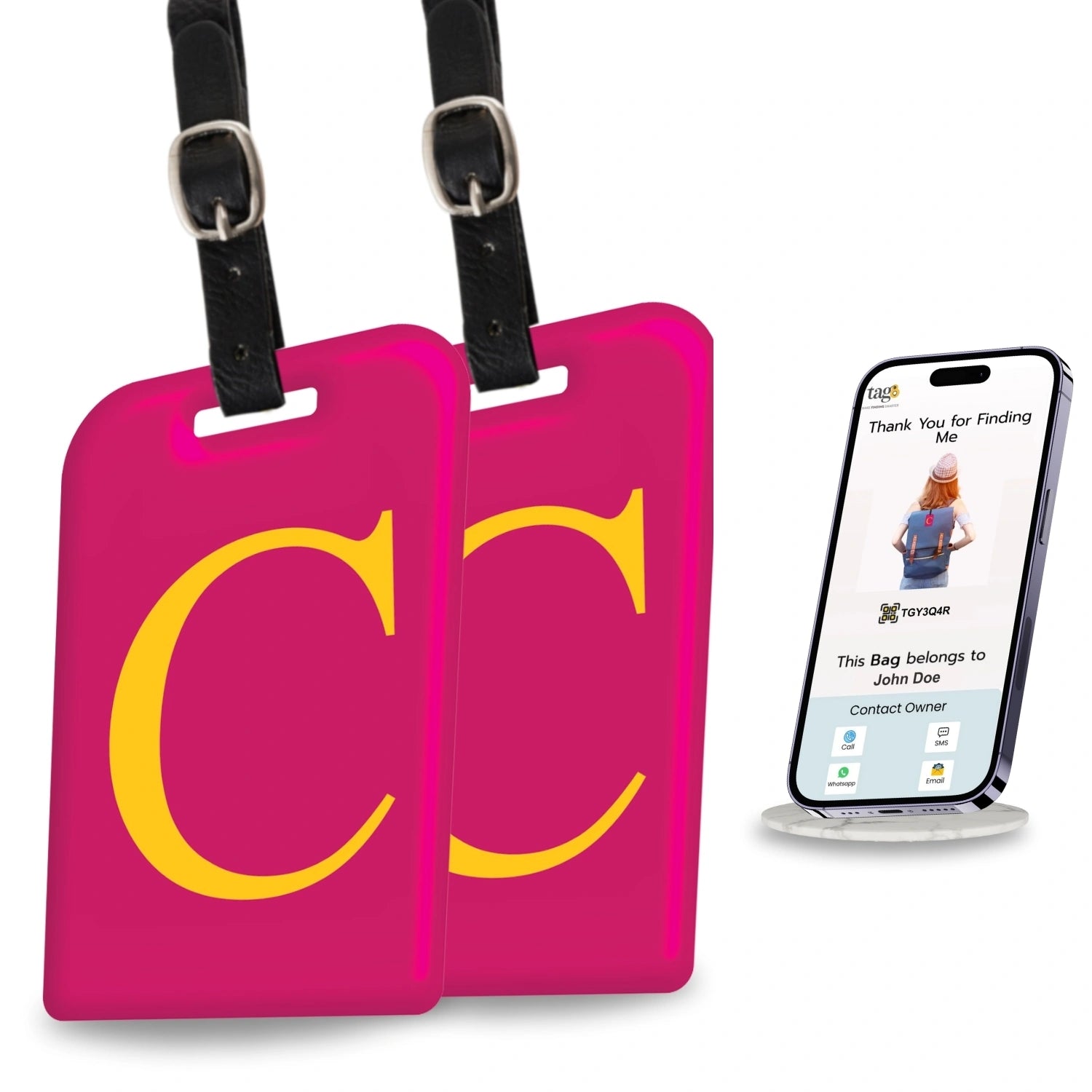 QR tag for bag with initial C