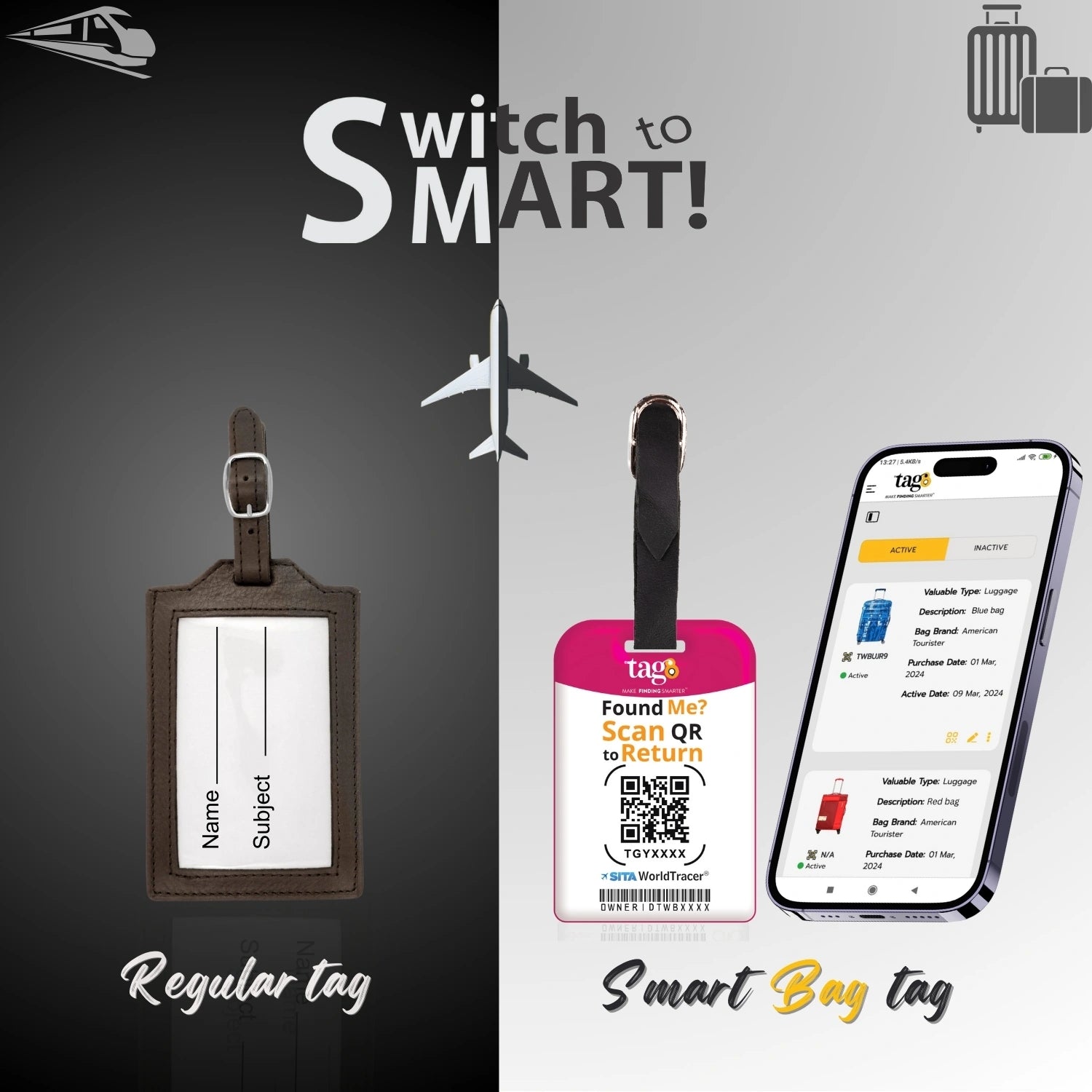 QR tag for bag with initial C