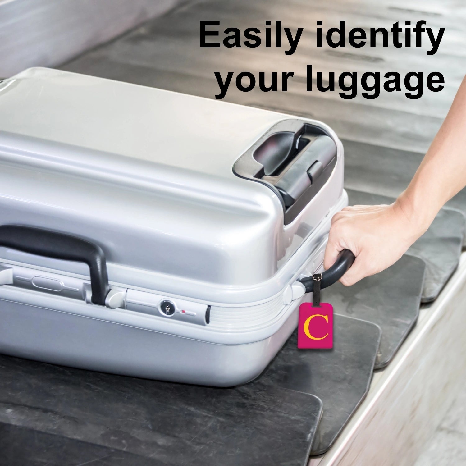 QR tag for bag with initial C