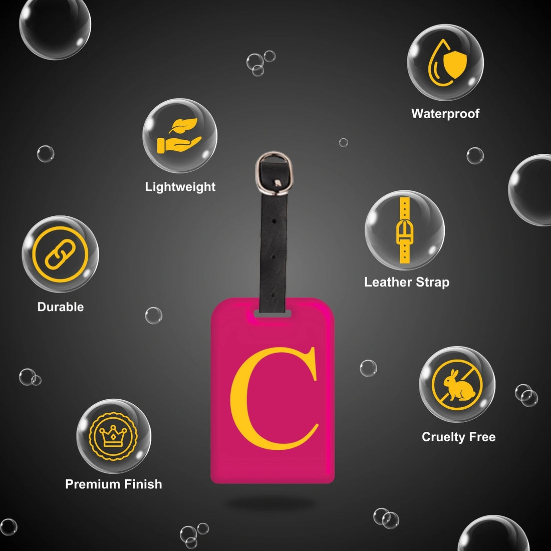 QR tag for bag with initial C