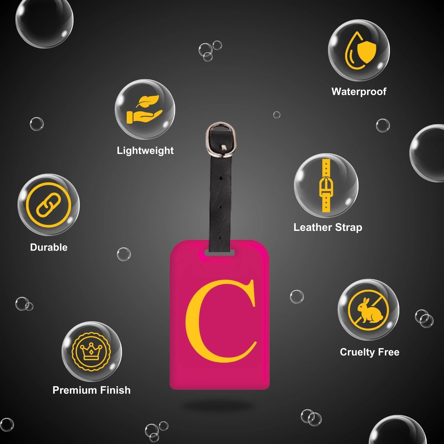 QR tag for bag with initial C