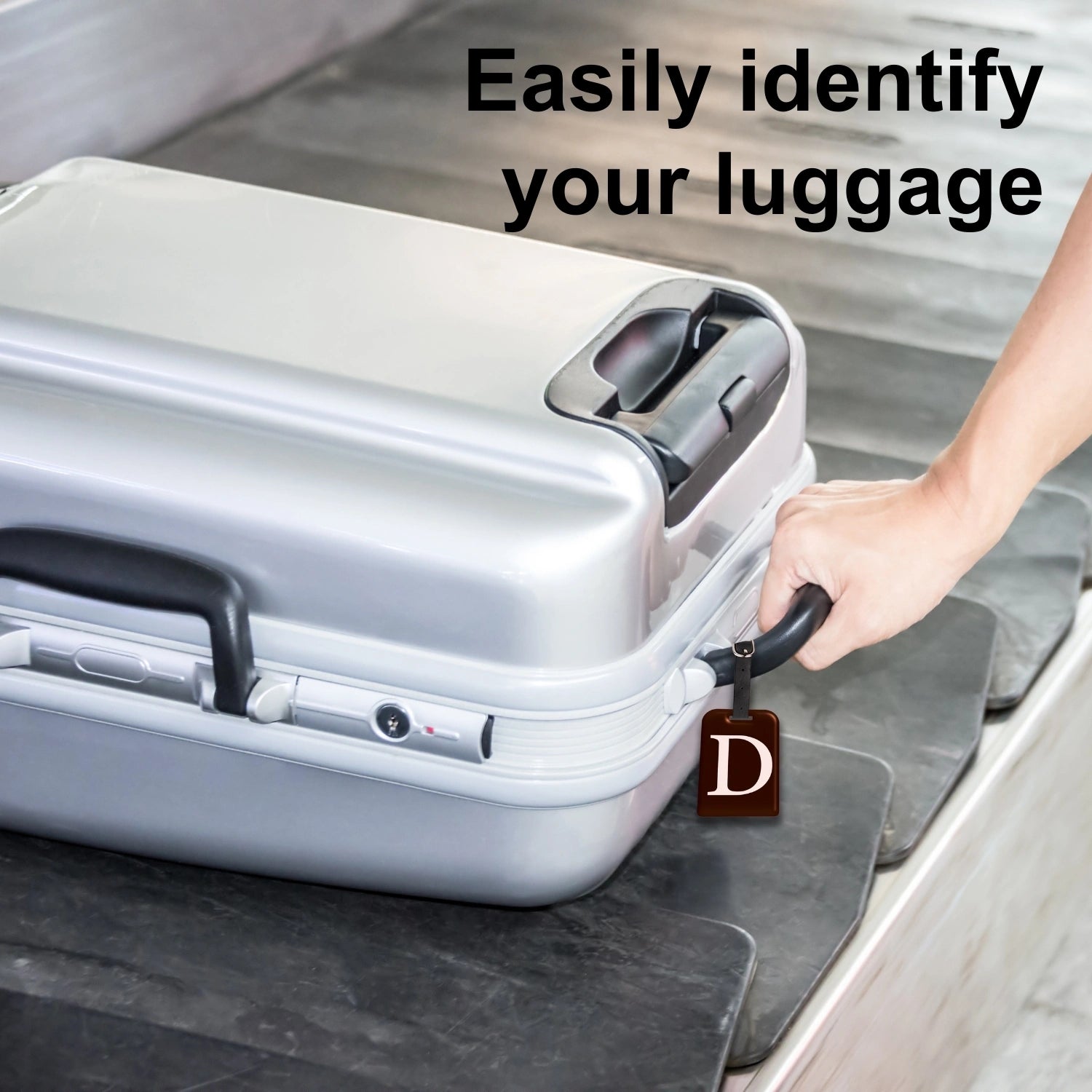 QR tag for bag with initial D