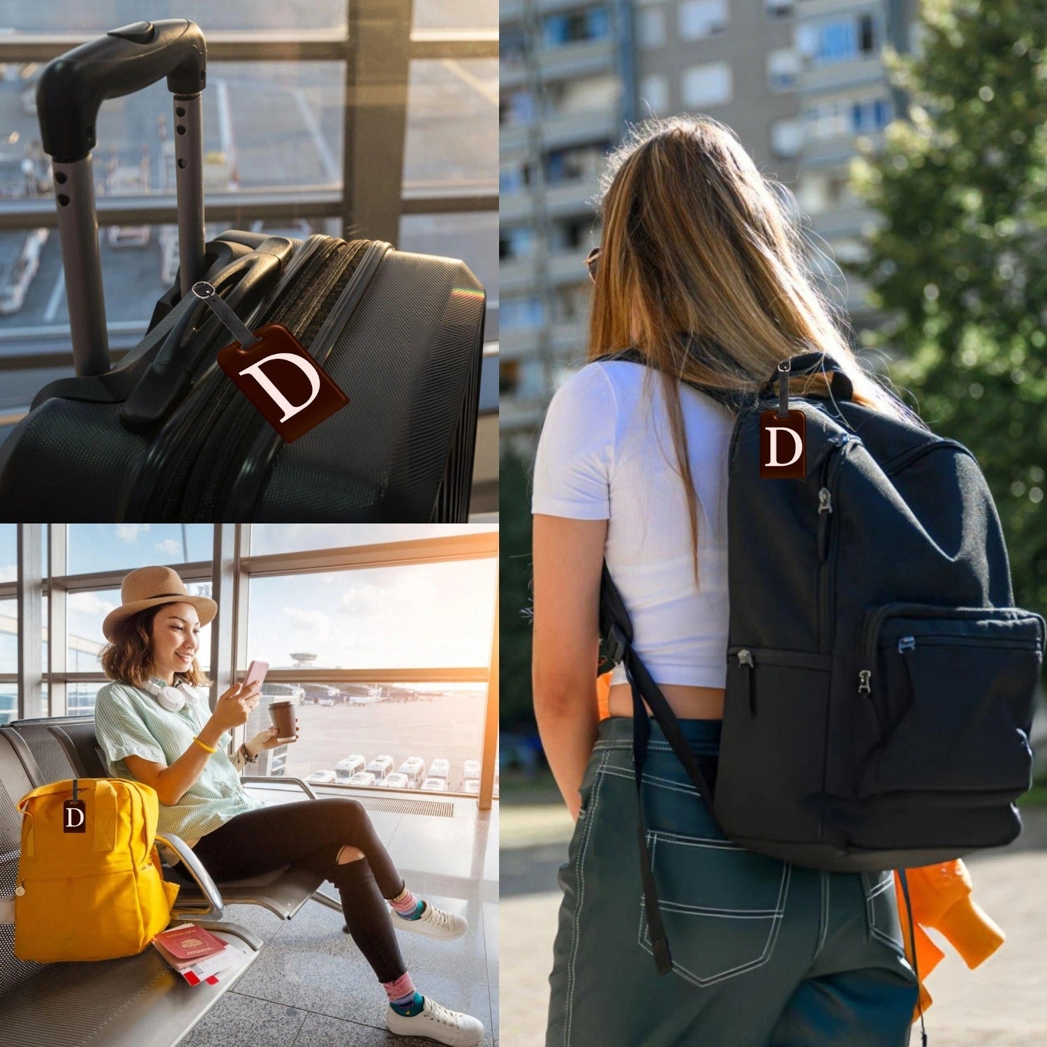 QR tag for bag with initial D