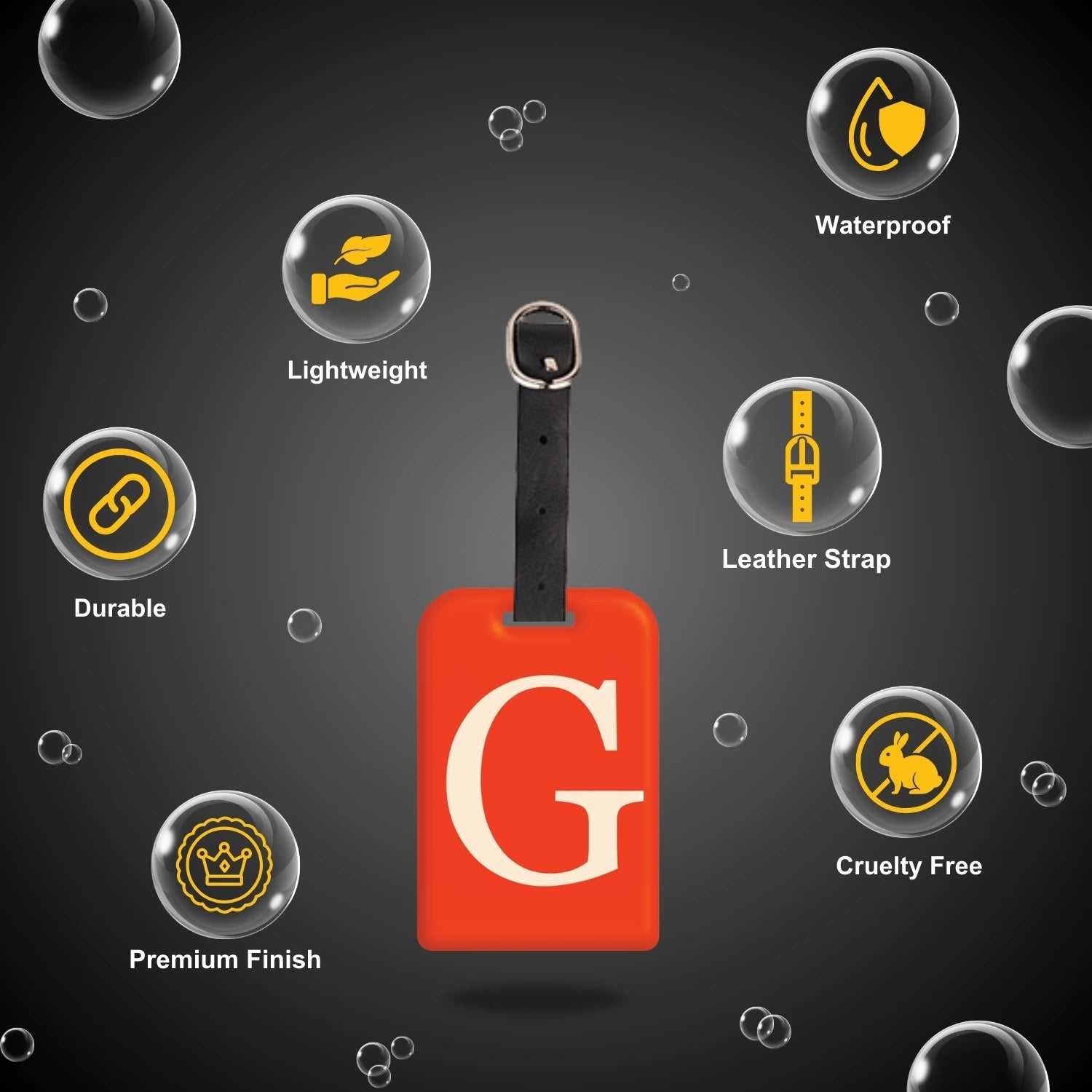 QR tag for bag with initial G