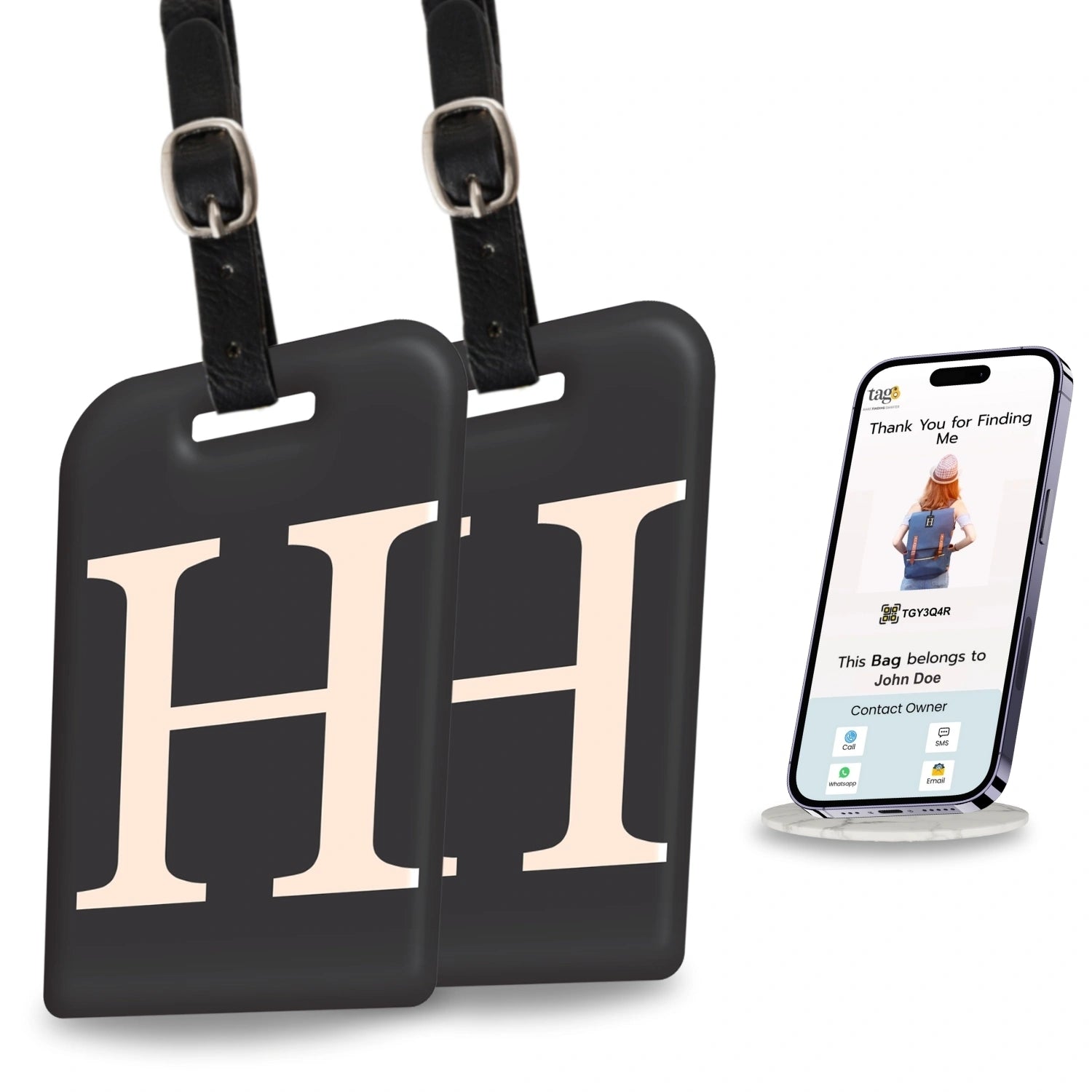  QR tag for bag with initial H