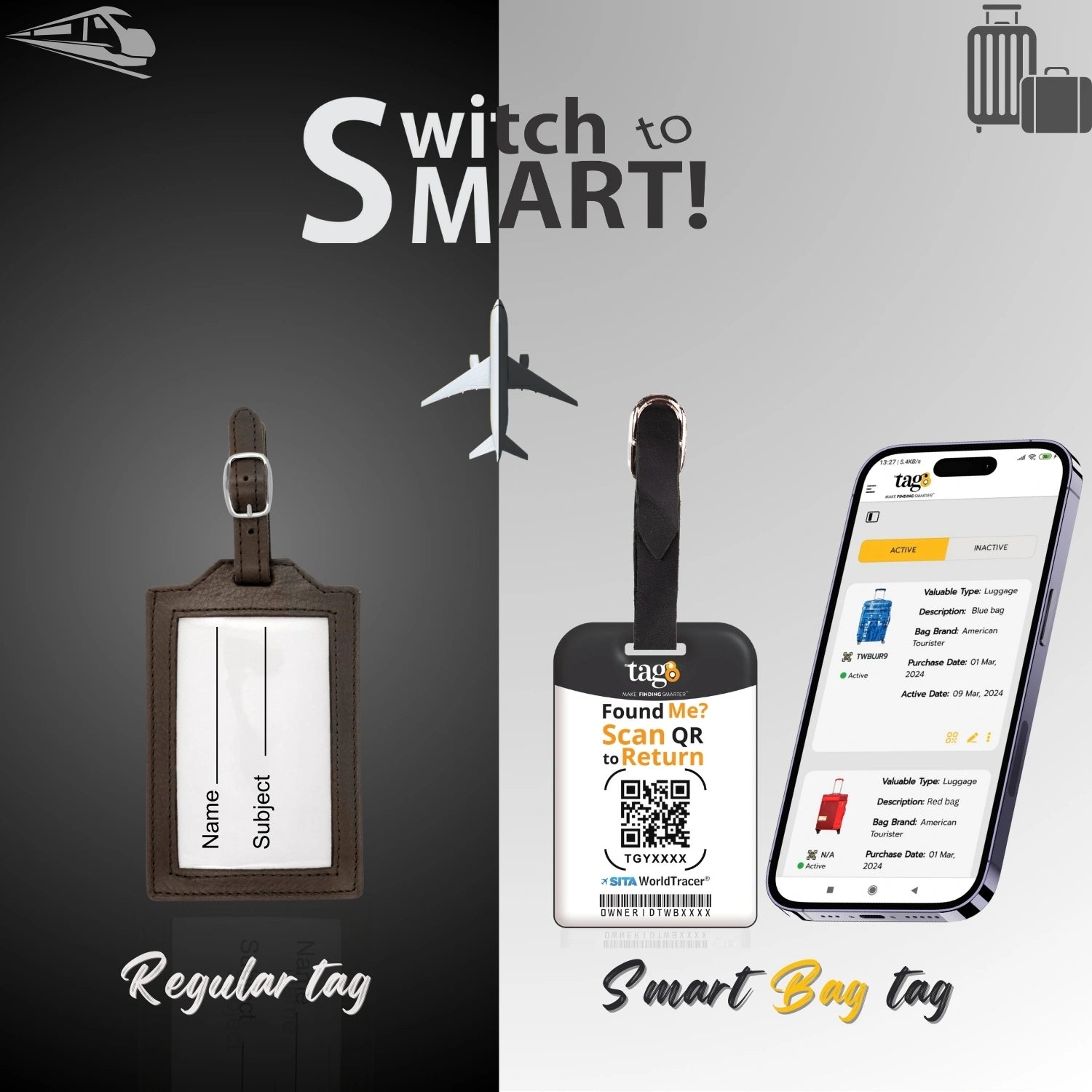  QR tag for bag with initial H