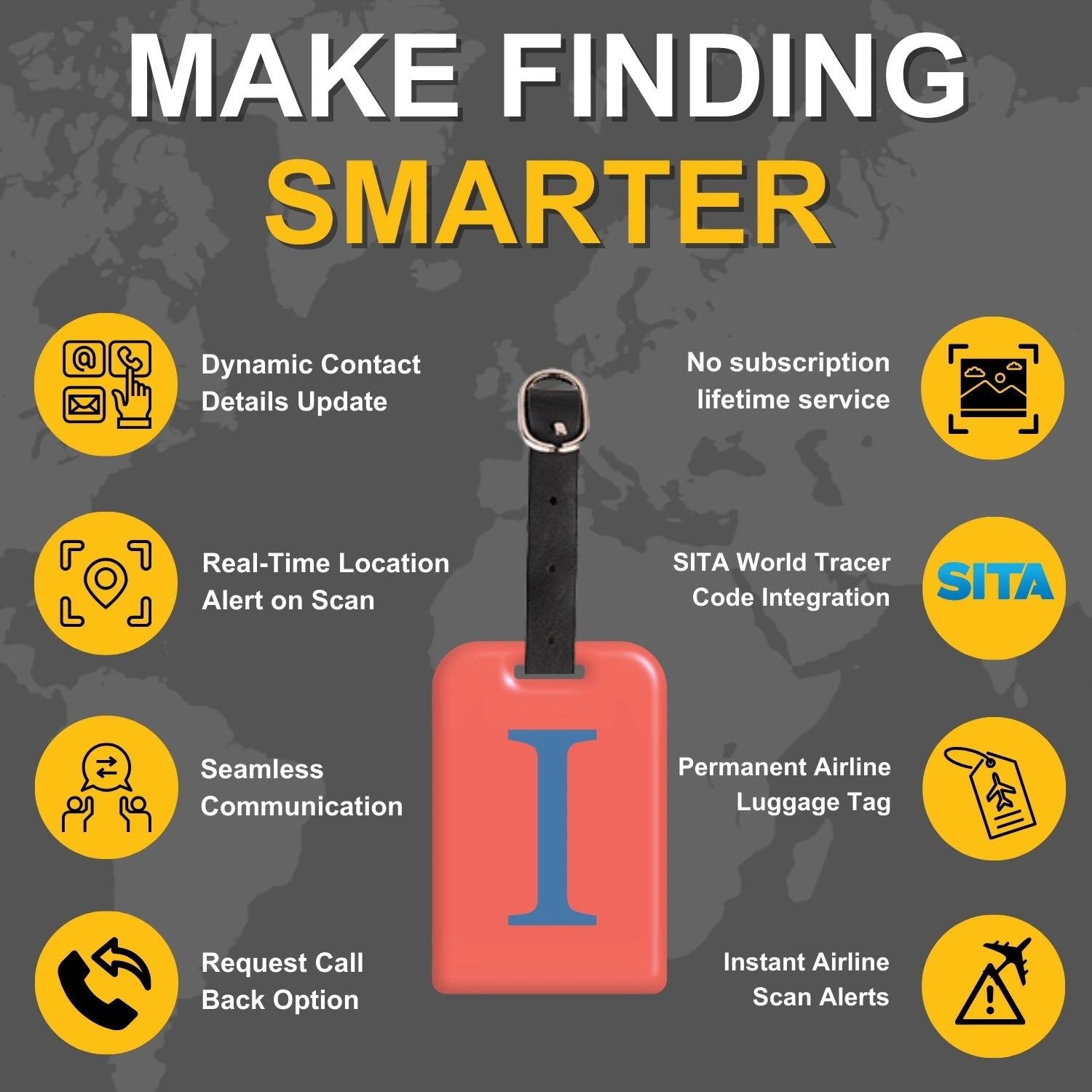 QR tag for bag with initial I