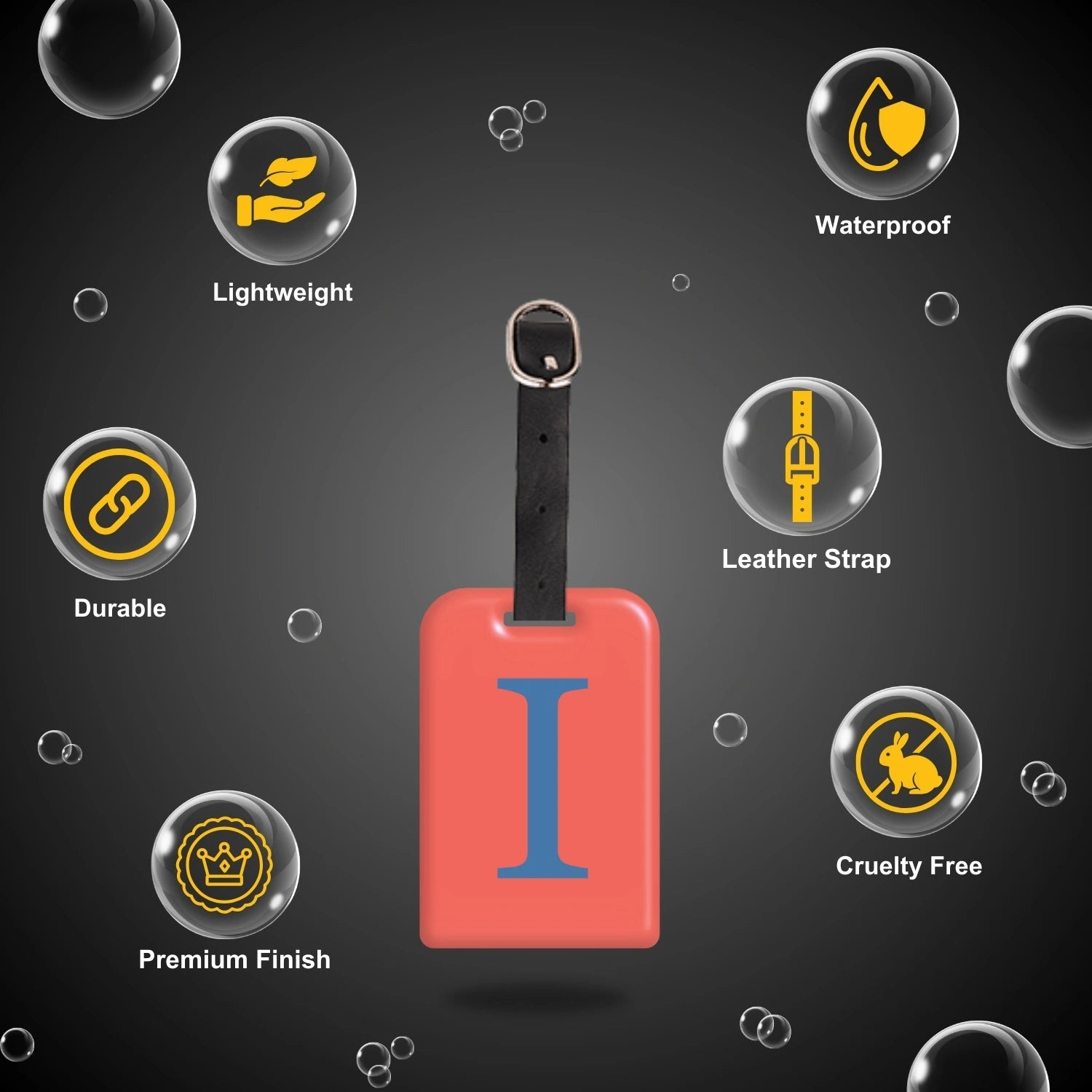 QR tag for bag with initial I
