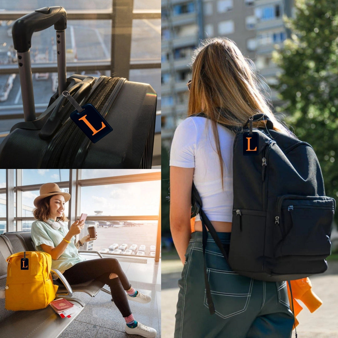 QR tag for bag with initial L