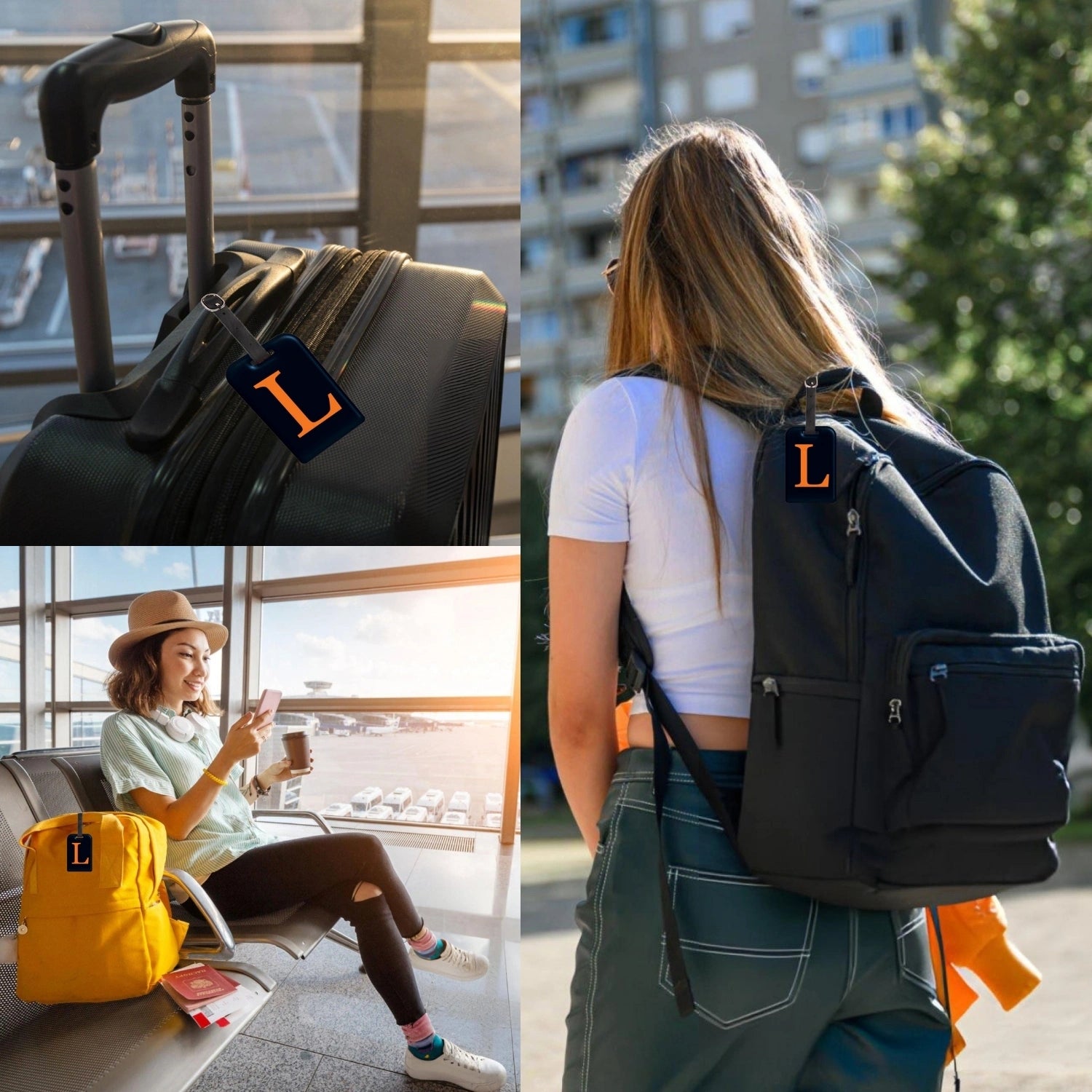 QR tag for bag with initial L