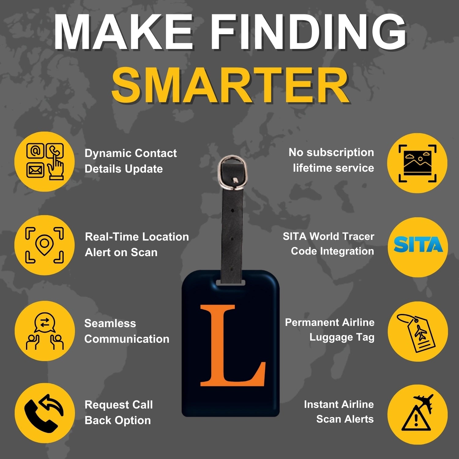 QR tag for bag with initial L