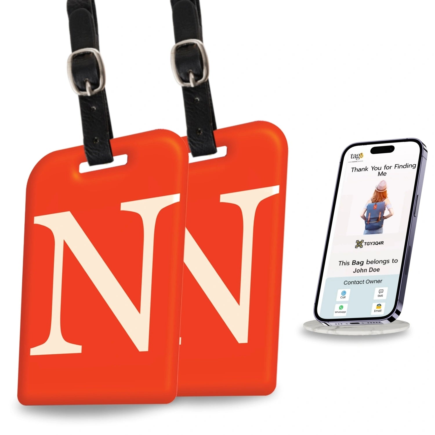  QR tag for bag with initial N