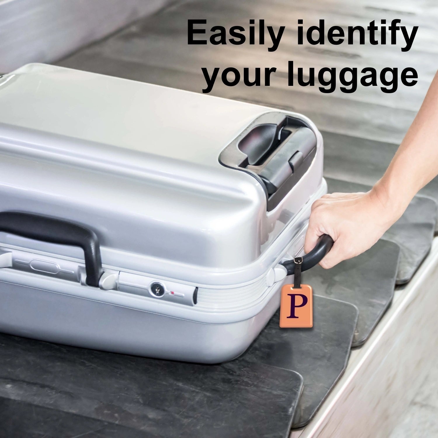 QR tag for bag with initial P