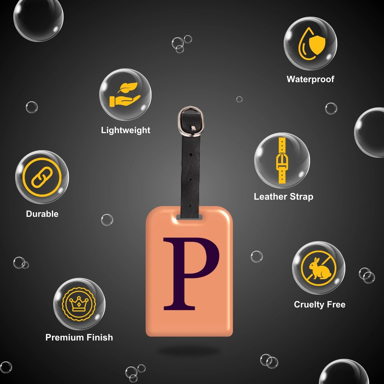 QR tag for bag with initial P