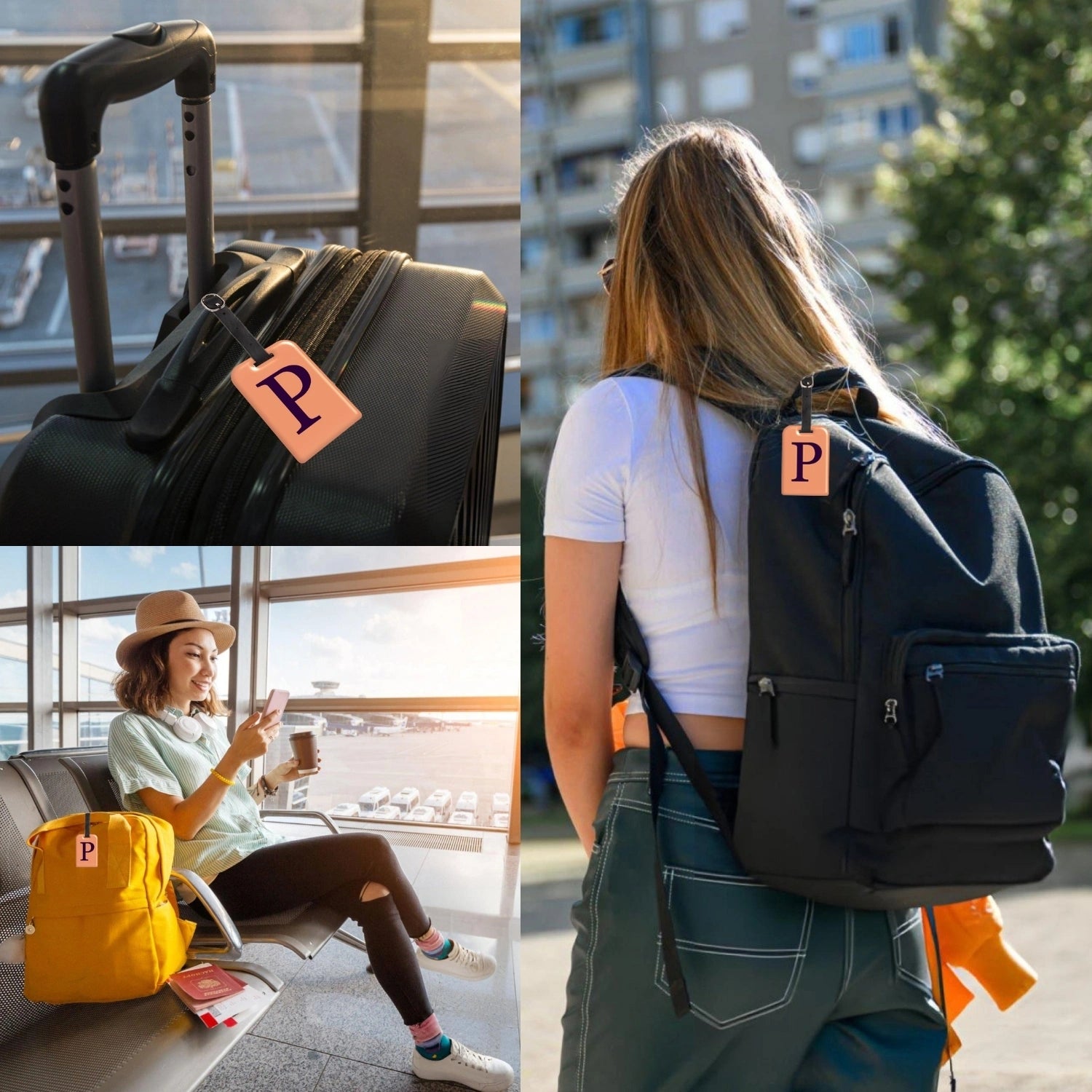QR tag for bag with initial P