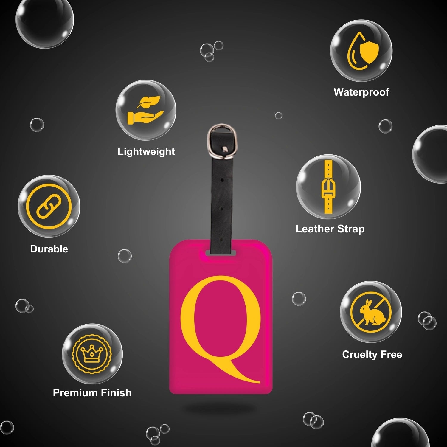 QR tag for bag with initial Q