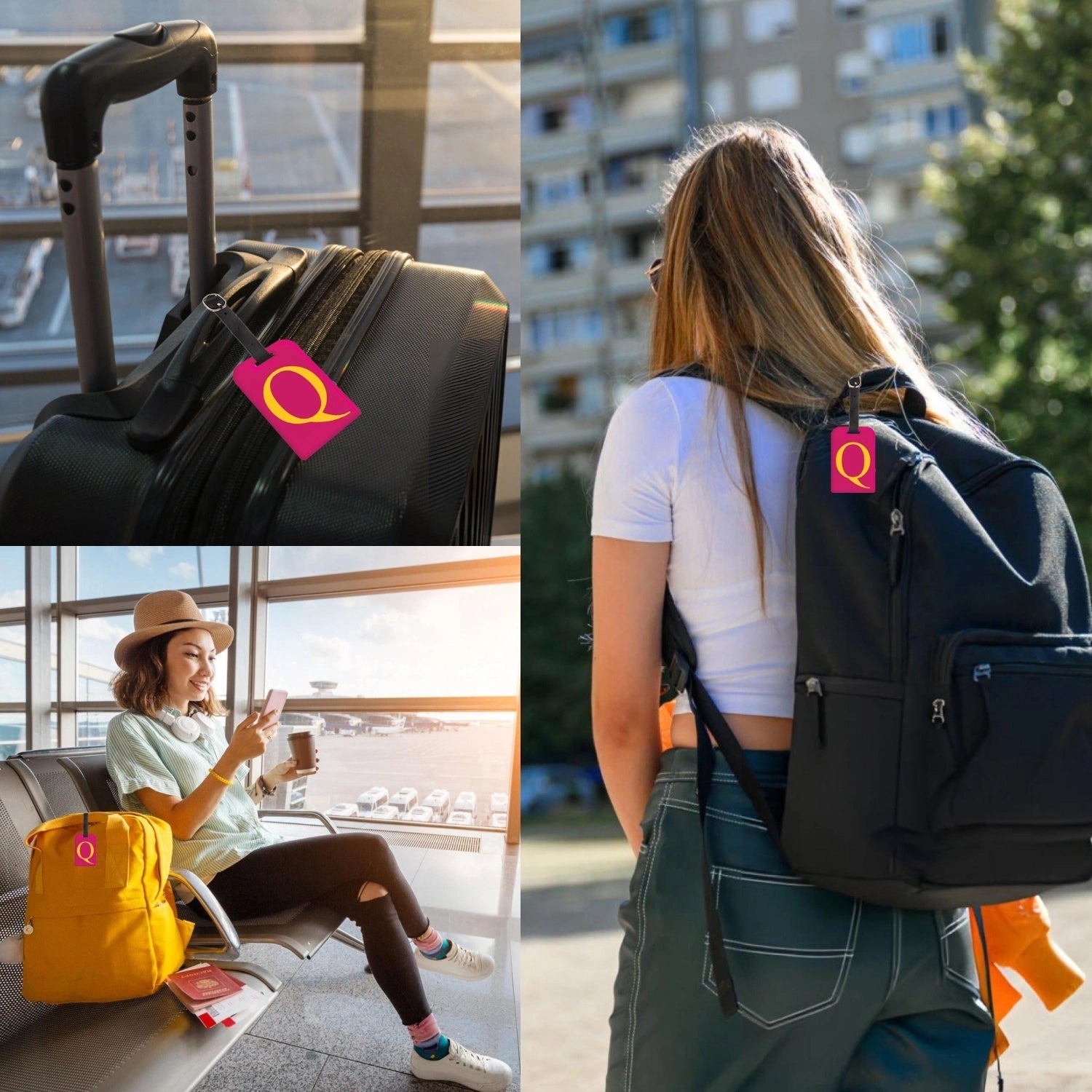 QR tag for bag with initial Q
