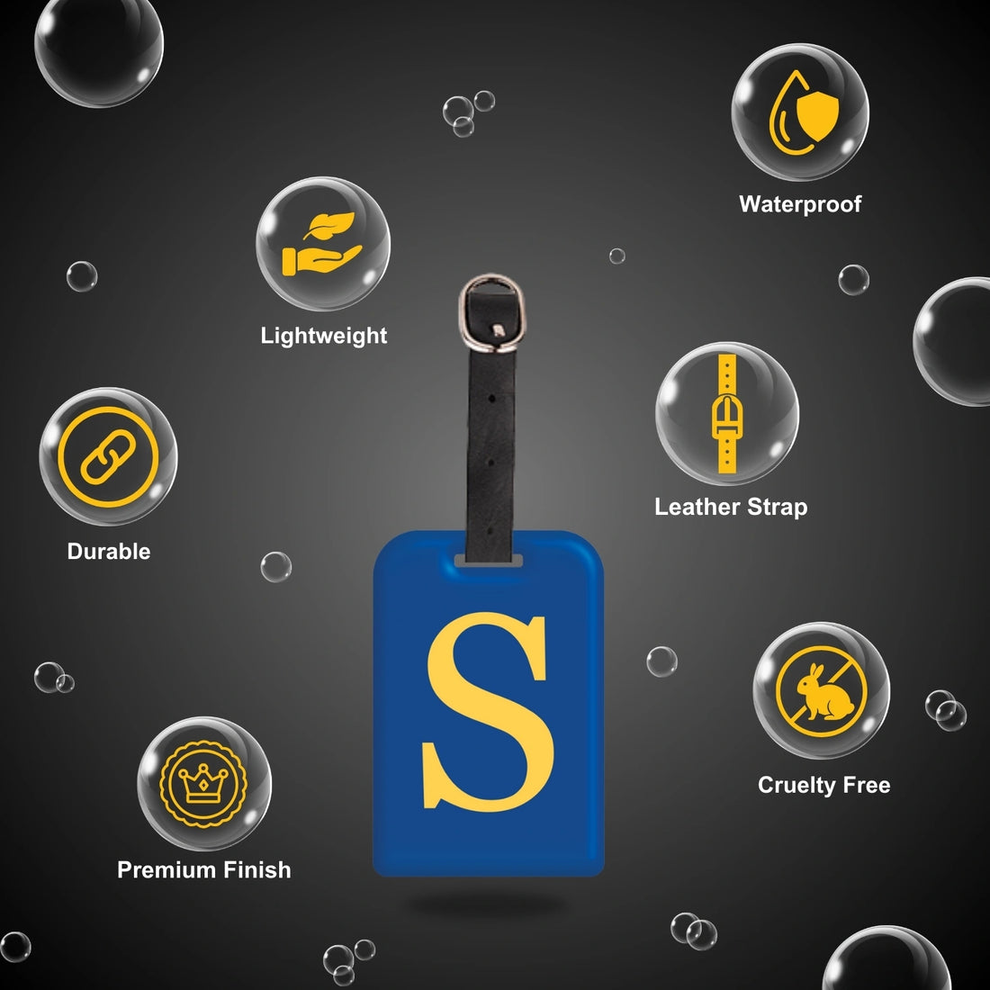 QR tag for bag with initial S