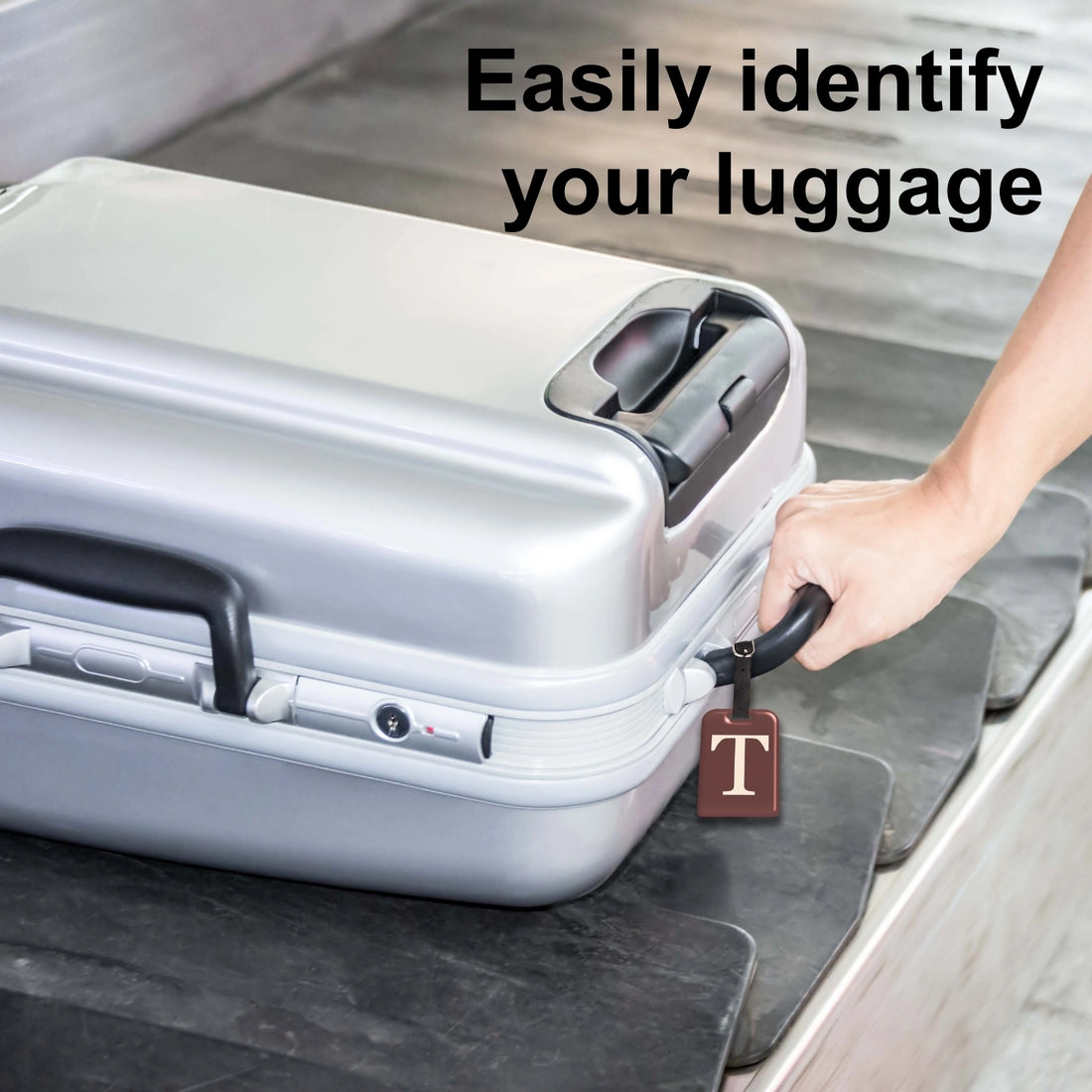 QR tag for bag with initial T