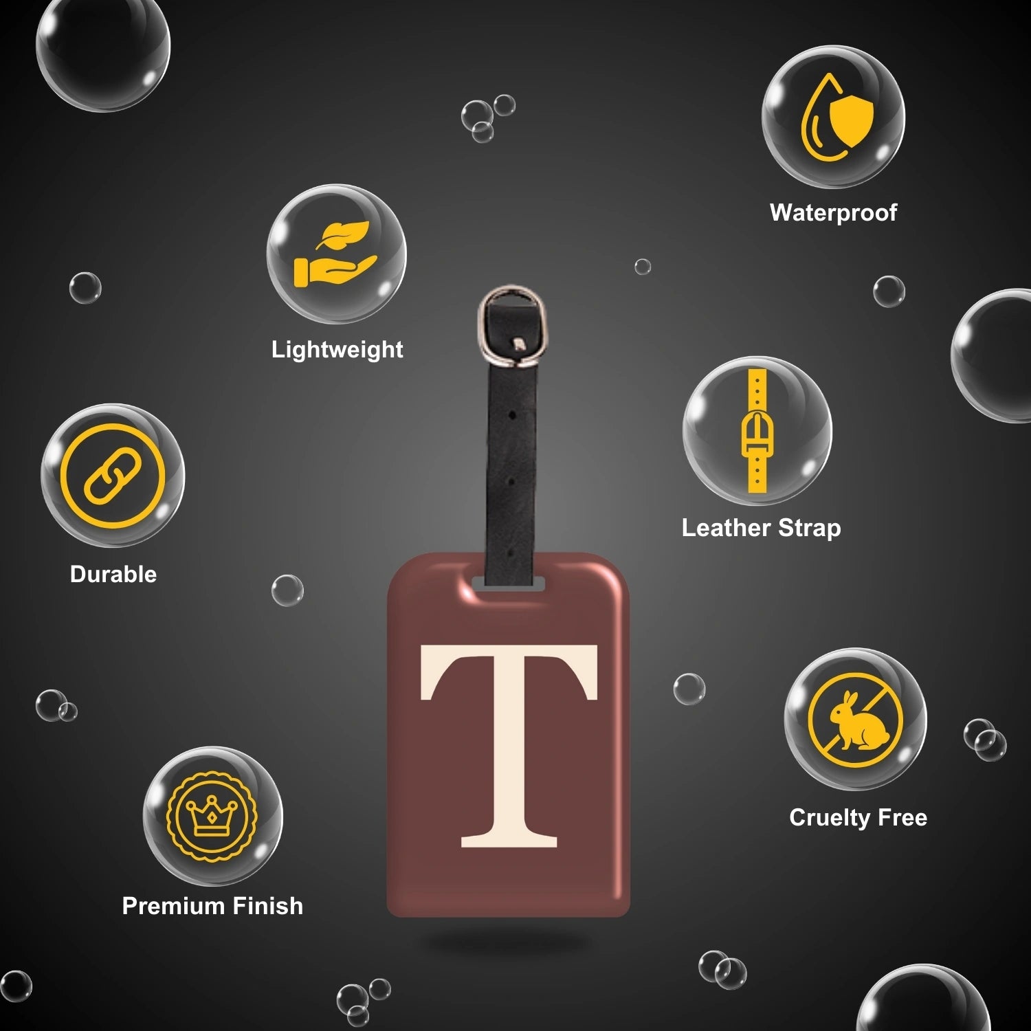 QR tag for bag with initial T