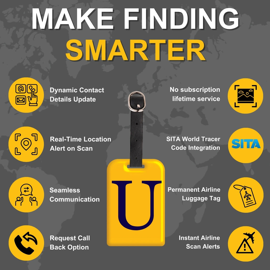 QR tag for bag with initial U