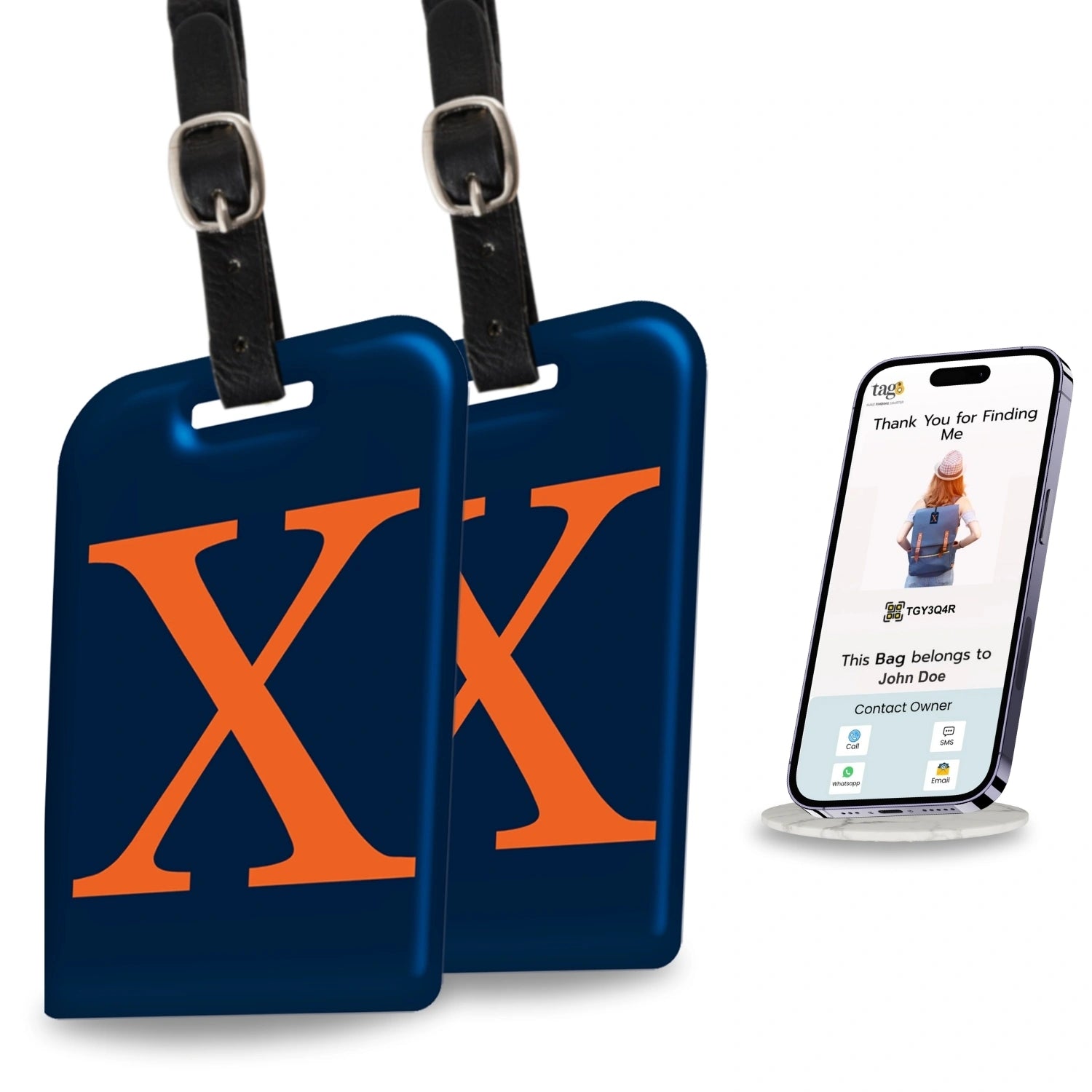  QR tag for bag with initial X